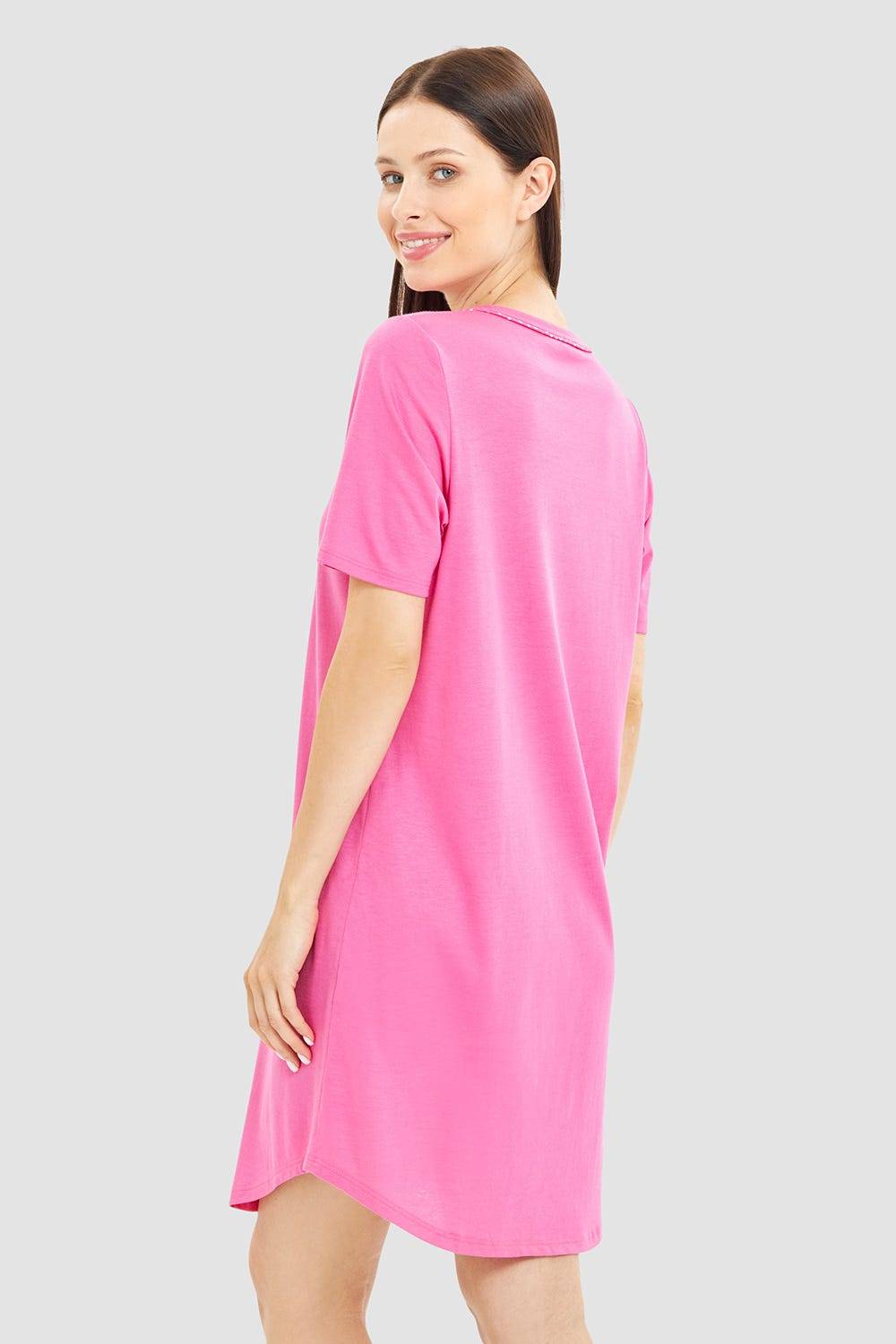 Rösch Nachthemd mit Statement-Print Pink Baumwolle/Modal Outlet