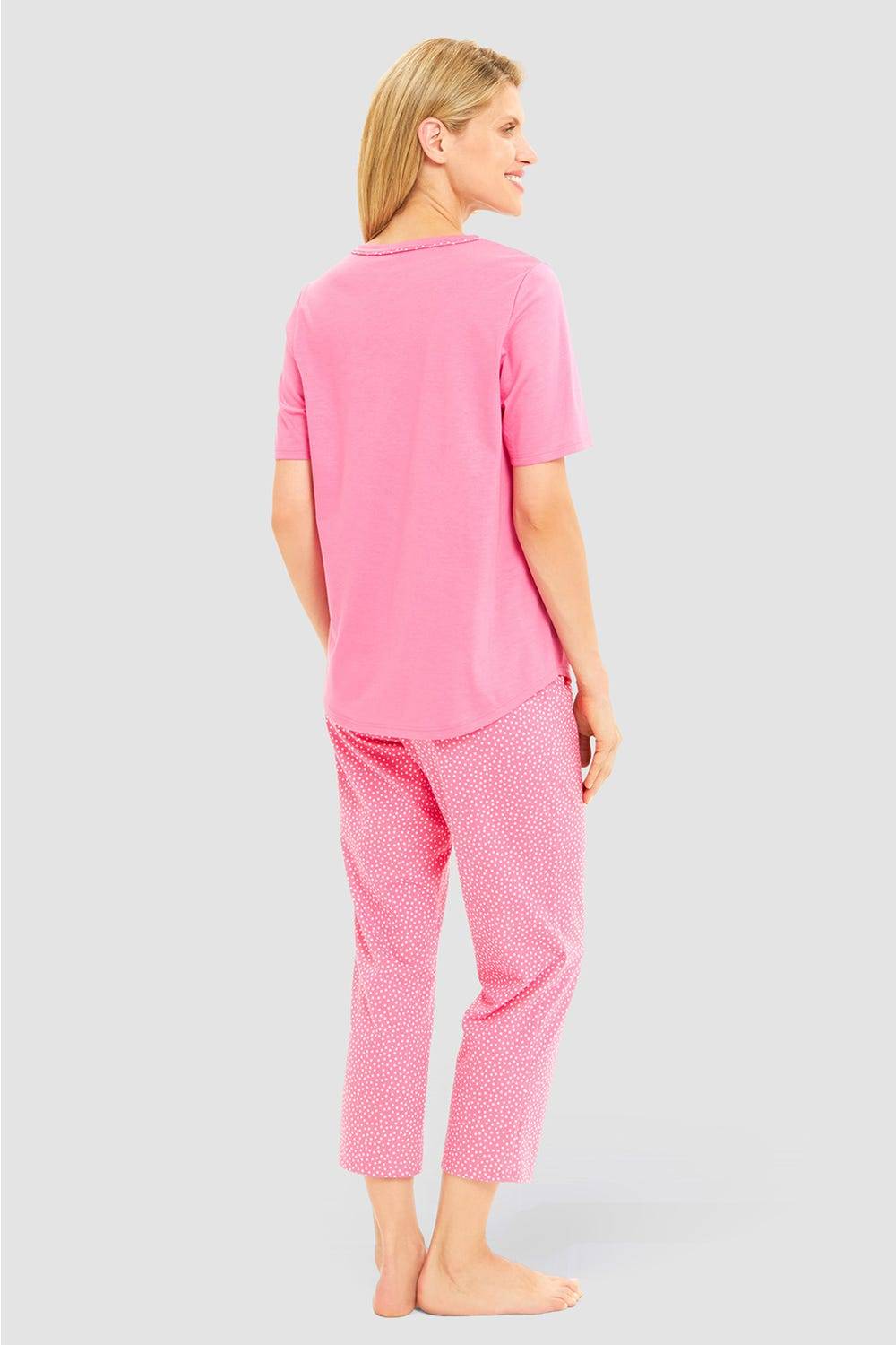 Rösch Pyjama mit Statement-Print Tupfendruck Pink Baumwolle/Modal Verkauf