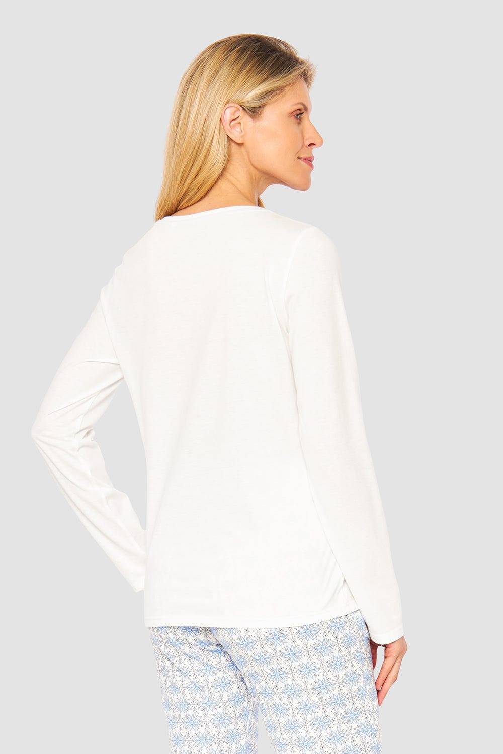 Rösch Shirt mit Schneeflocken Weiß Blau 100% Baumwolle Kostenloser Versand