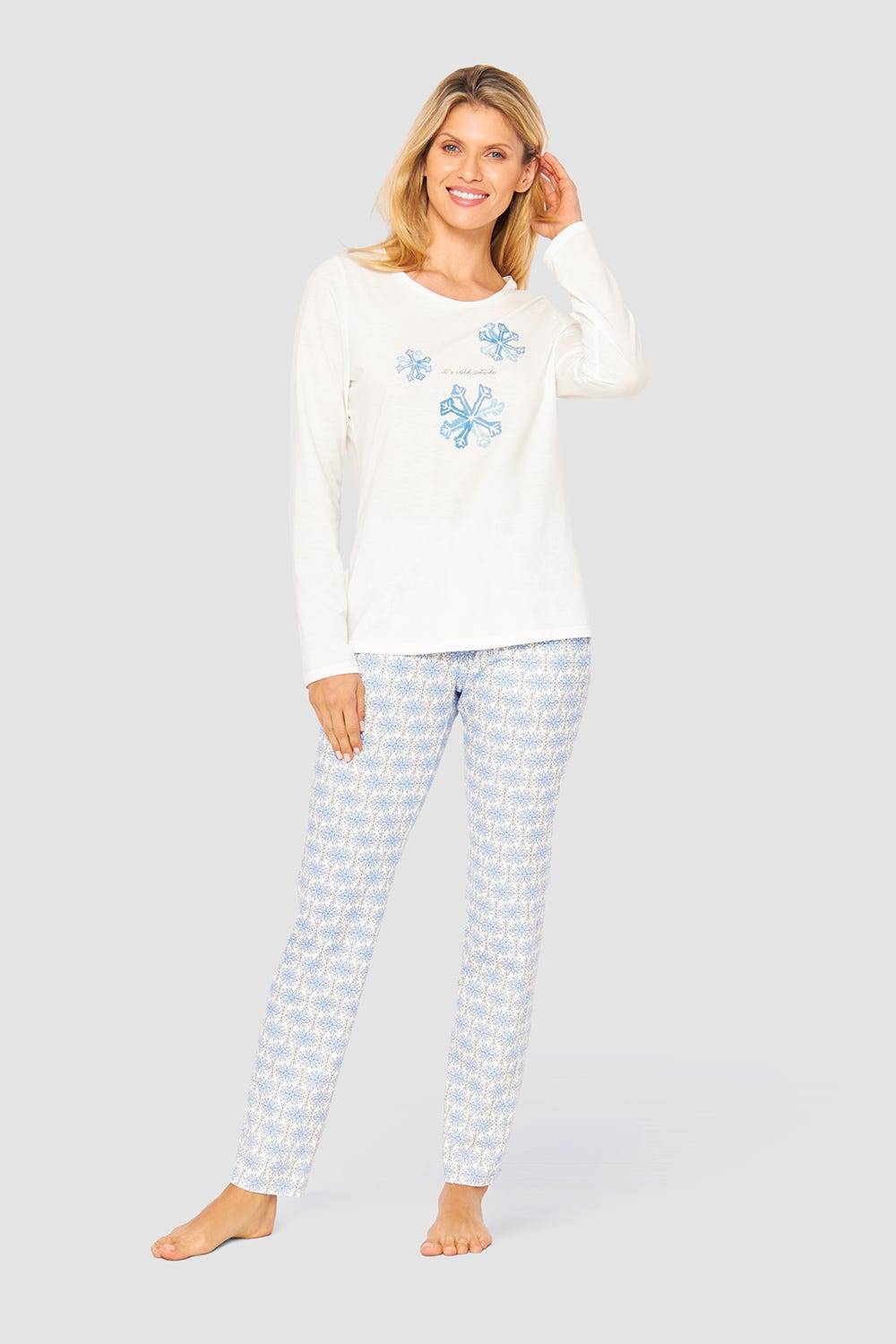 Rösch Shirt mit Schneeflocken Weiß Blau 100% Baumwolle Kostenloser Versand