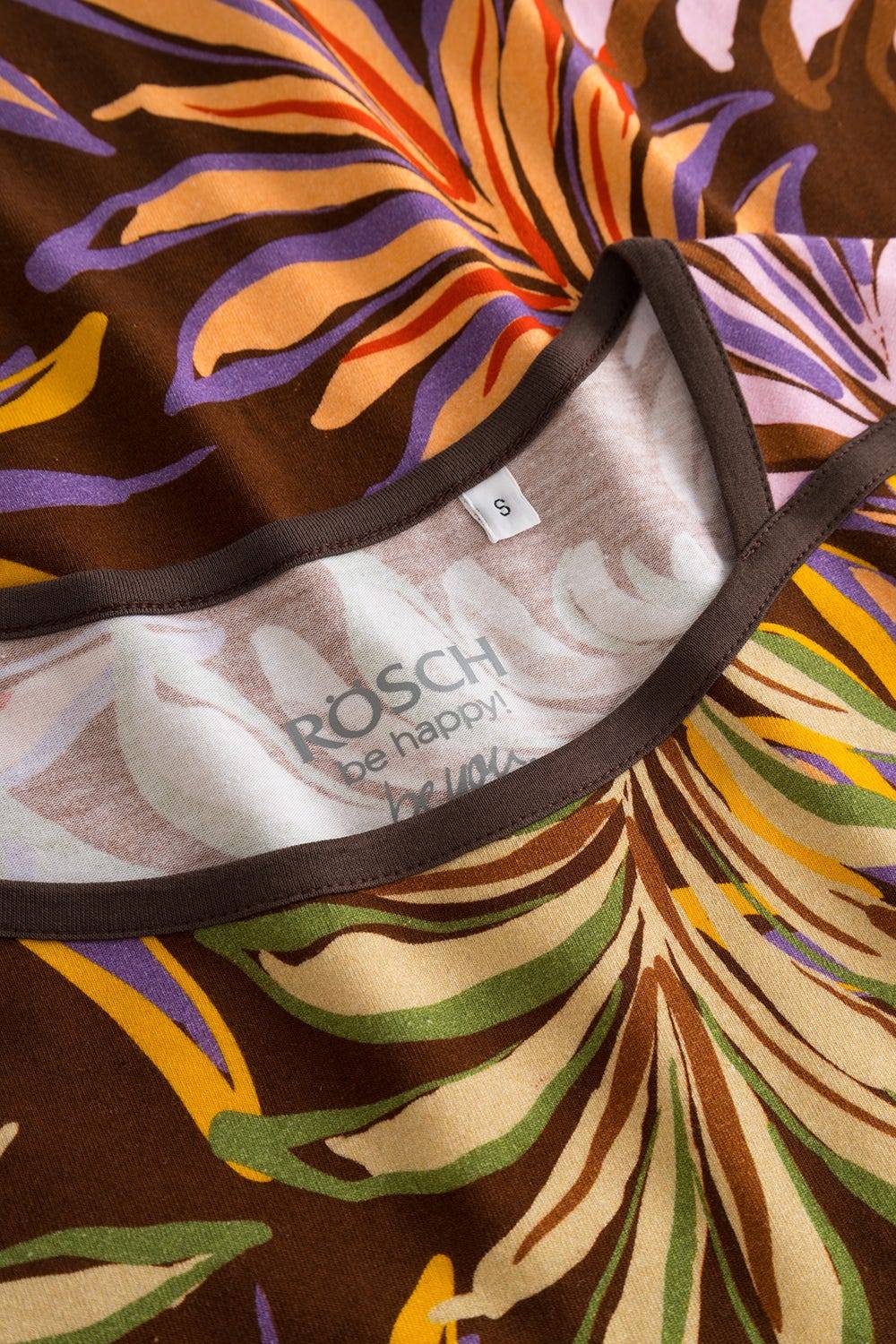 Rösch Shirt im bunten Blätterdruck Braun Baumwolle/Elasthan Sonderangebot