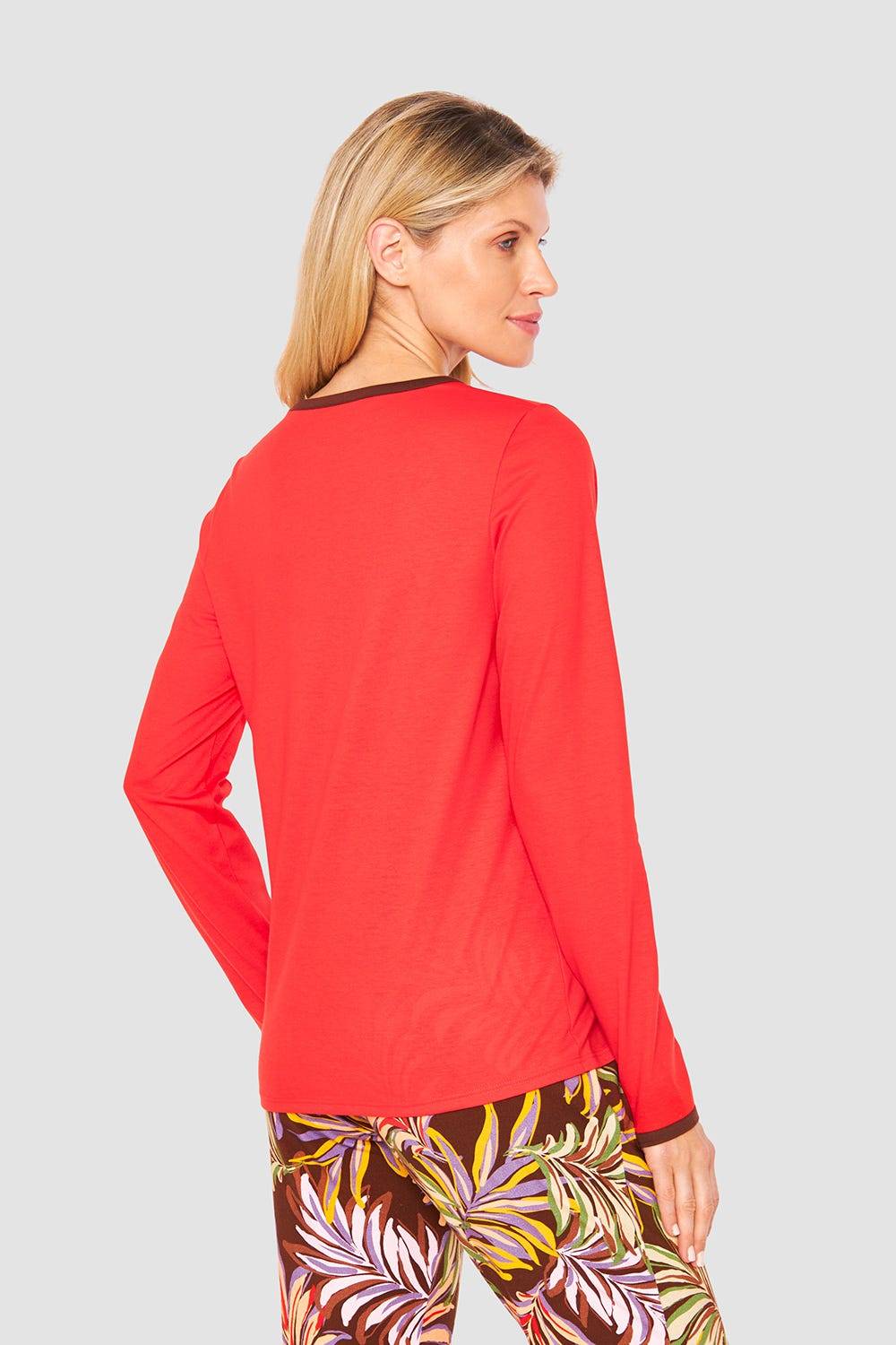 Rösch Shirt mit Schriftzug Rot Braun 100% Baumwolle Günstig kaufen