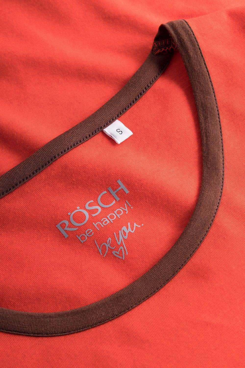Rösch Shirt mit Schriftzug Rot Braun 100% Baumwolle Günstig kaufen