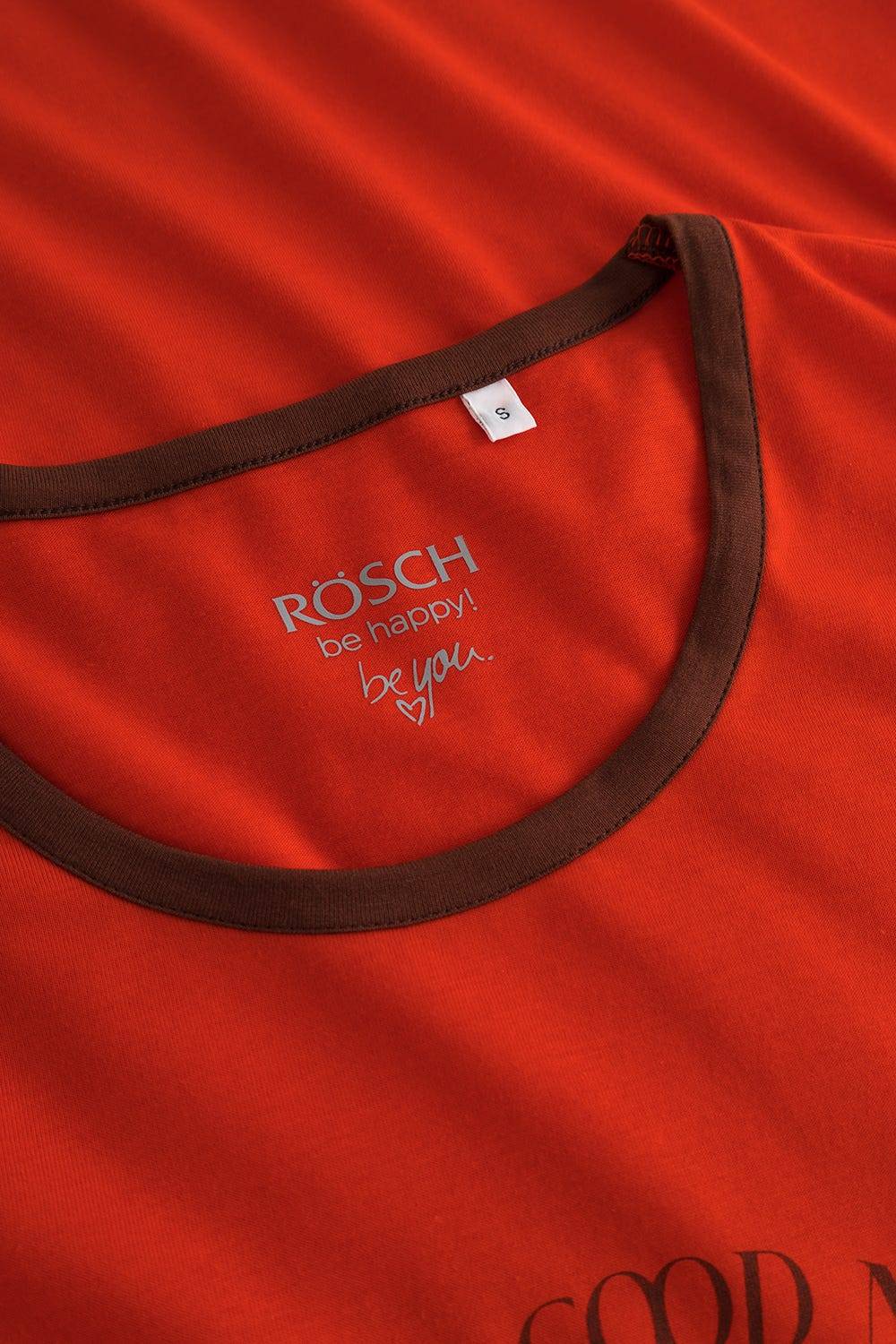 Rösch Nachthemd mit Schriftzug Rot Braun 100% Baumwolle Begrenztes Angebot