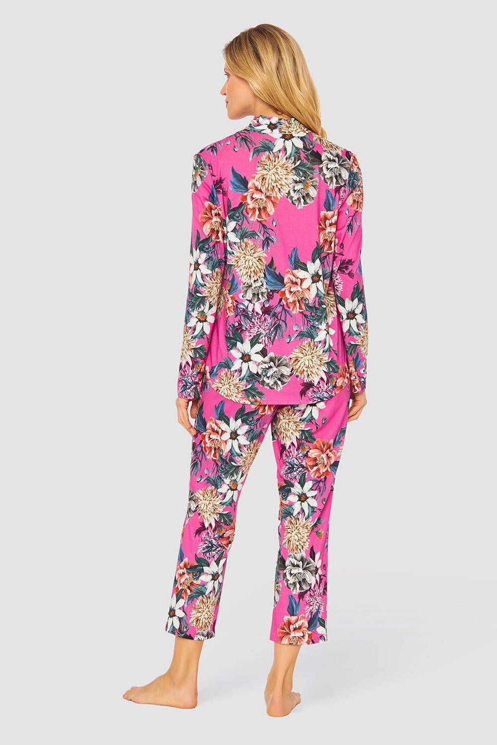Rösch Pyjama im pinken Blumendruck Baumwolle/Modal Preisnachlass