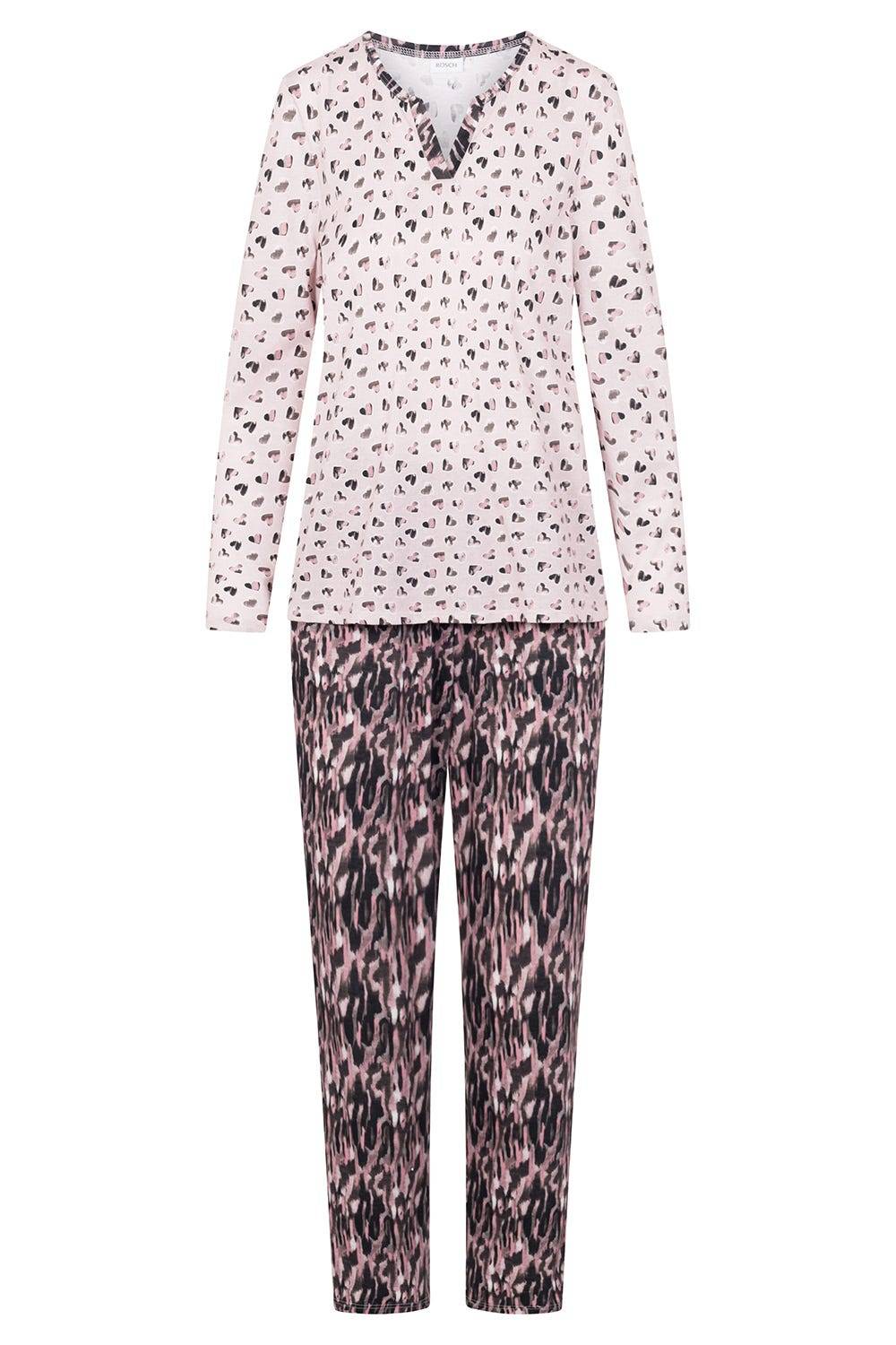 Rösch Pyjama im Druck-Mix Blende 100% Baumwolle Top Angebot