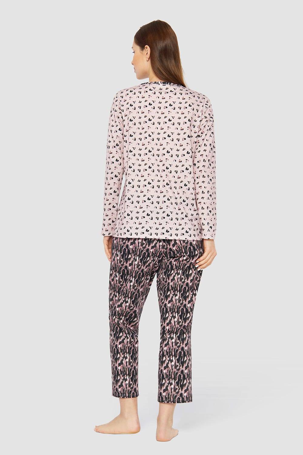 Rösch Pyjama im Druck-Mix Blende 100% Baumwolle Top Angebot