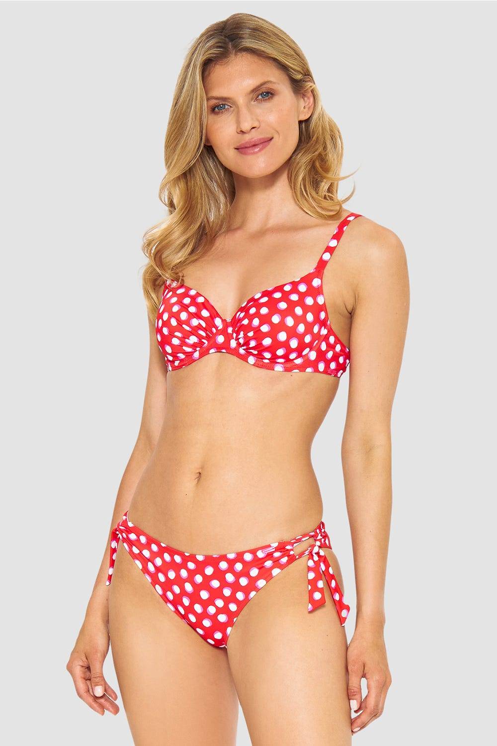 Rösch Bikini-Hose im Retro-Tupfendruck Rot-Weiß zum Binden Neueste Mode