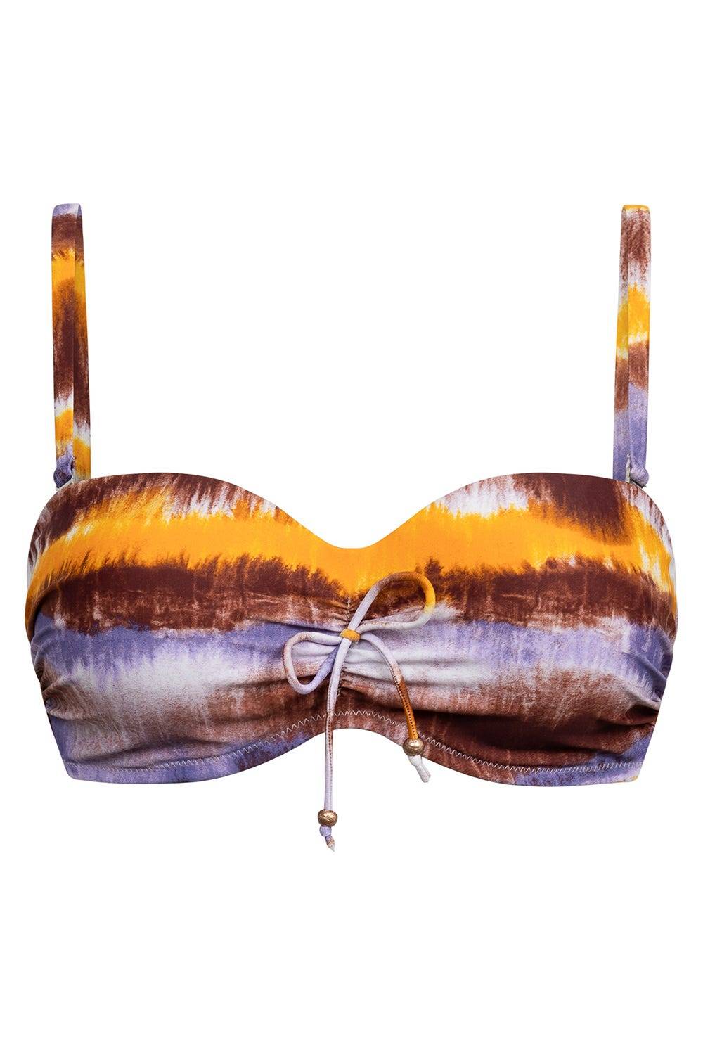 Rösch Bikini-Oberteil Bandeau im Batikdruck moderne Streifen VIP-Rabatte