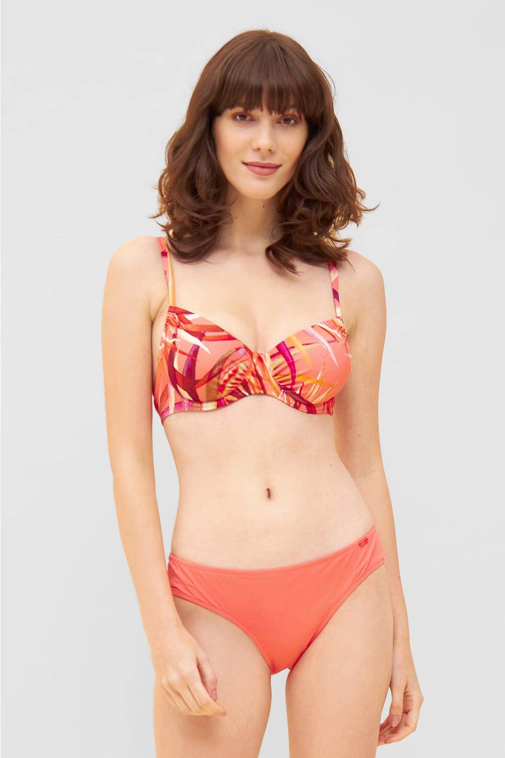 Rösch Bikini-Oberteil im bunten Blätter-Druck Bügel Mix &amp; Match recyceltes Polyamid/Elasthan Kostenlose Rückgabe
