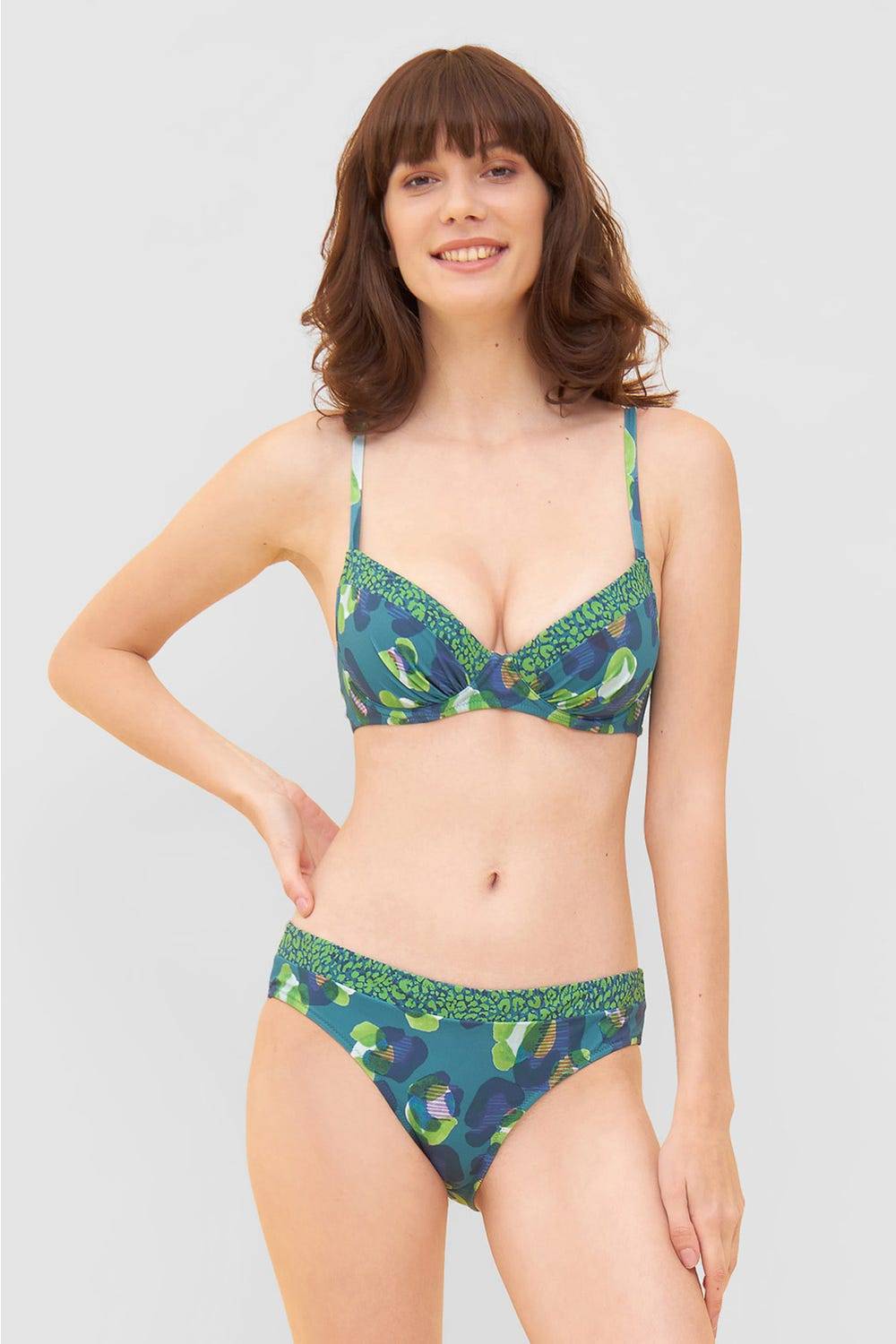 Rösch Bikini-Hose im Leo-Druck-Mix Petrol recyceltes Polyamid/Elasthan Letzter Tag