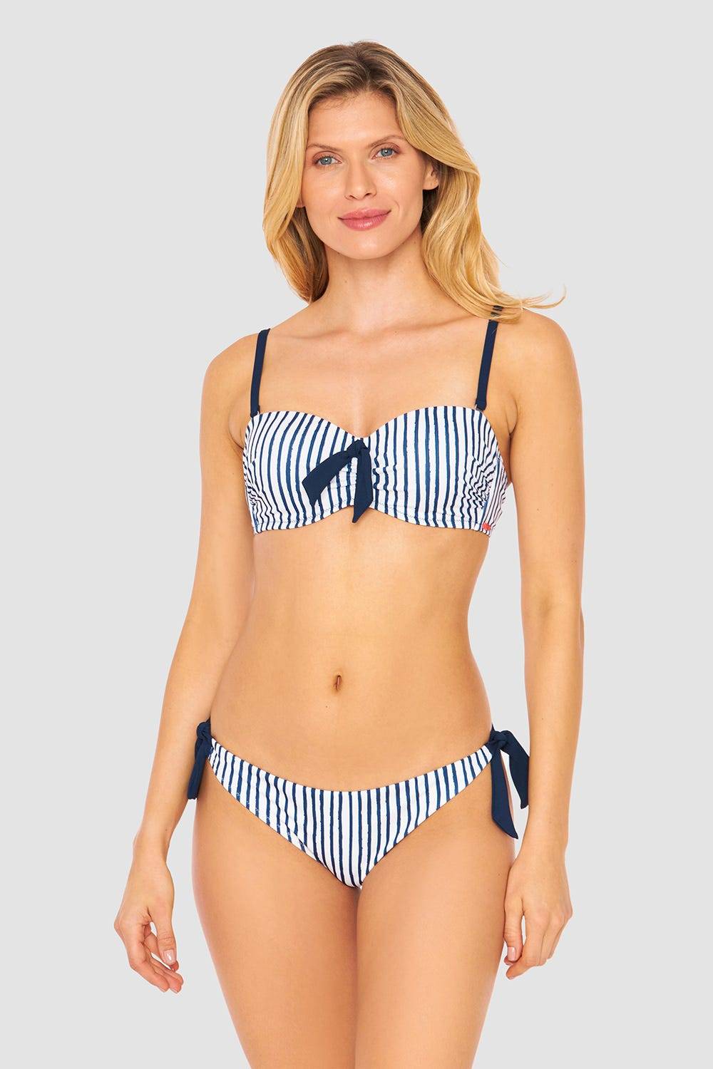 Rösch Bandeau Bikini Oberteil im Streifen-Druck Schleife Ripp recyceltes Polyester/Elasthan 50% Rabatt für begrenzte Zeit