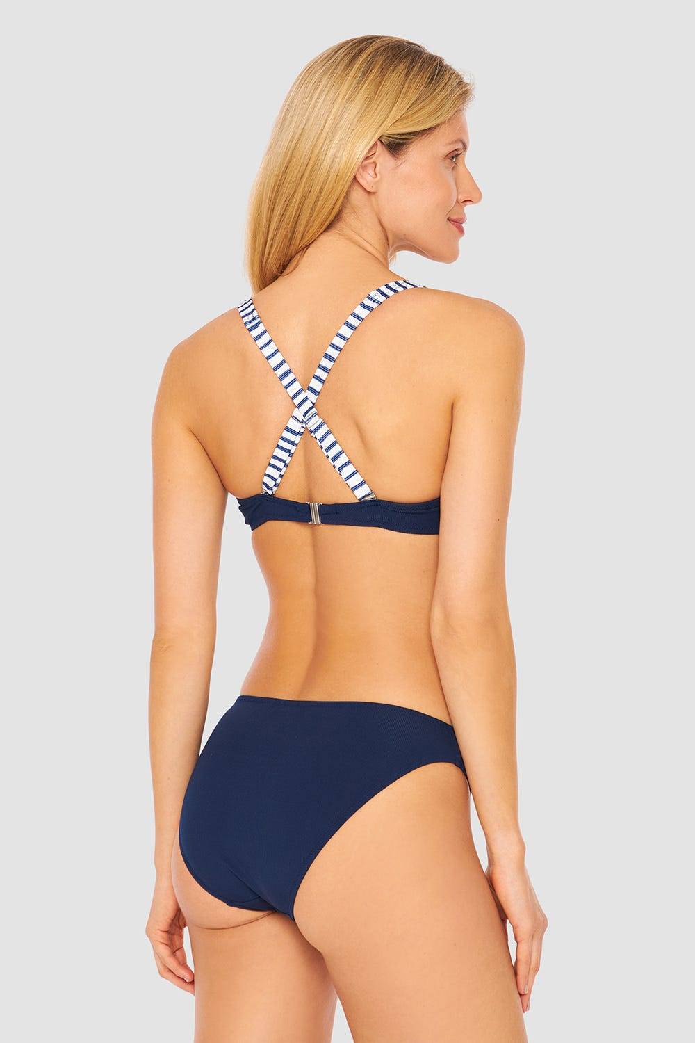 Rösch Bikini Oberteil mit Streifen-Details Ripp überkreuzt recyceltes Polyester/Elasthan Rabatte dieses Monats