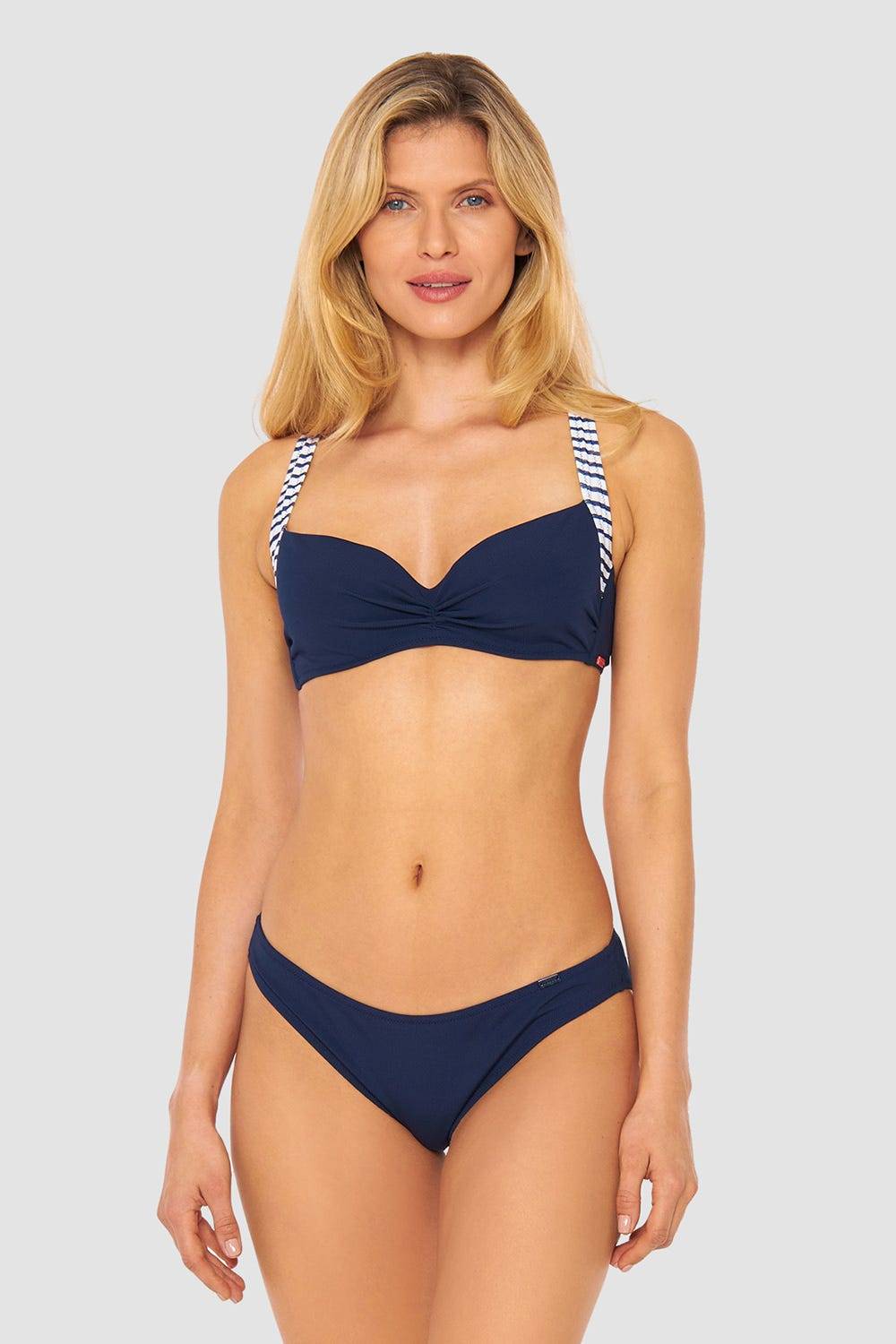 Rösch Bikini Oberteil mit Streifen-Details Ripp überkreuzt recyceltes Polyester/Elasthan Rabatte dieses Monats