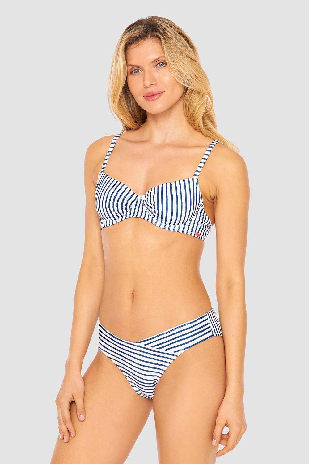 Rösch Bikini Hose im Streifen-Druck V-Optik Ripp recyceltes Polyester/Elasthan Outlet