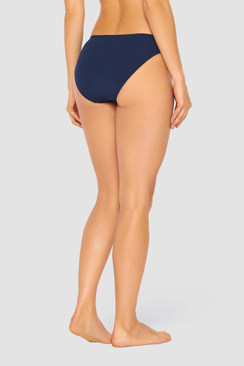 Rösch Klassische Bikini Hose Dunkelblau modern Ripp recyceltes Polyester/Elasthan Auslauf