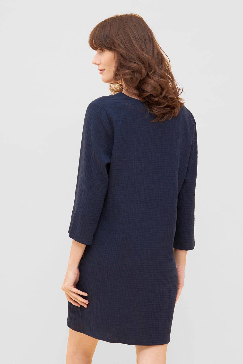 Rösch Strandkleid aus Musselin Dunkelblau Sommer 3/4-Arm 100% Baumwolle Hotsell