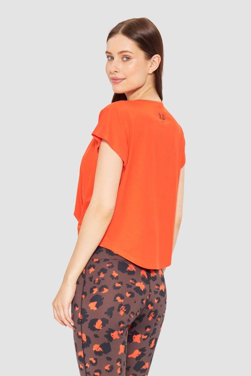Rösch Y.U Yoga Shirt mit Knoten Orange Sport Mix &amp; Match Baumwolle/ Elasthan Saisonschlussverkauf