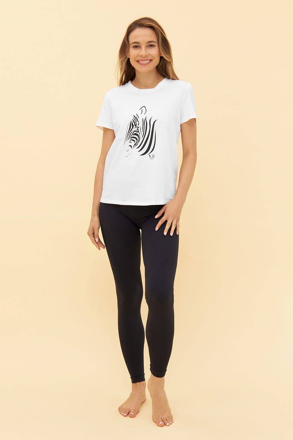 Rösch Y.U Yoga T-Shirt mit Motivdruck Zebra Sport Mix &amp; Match Baumwolle/Elasthan Neueste Mode