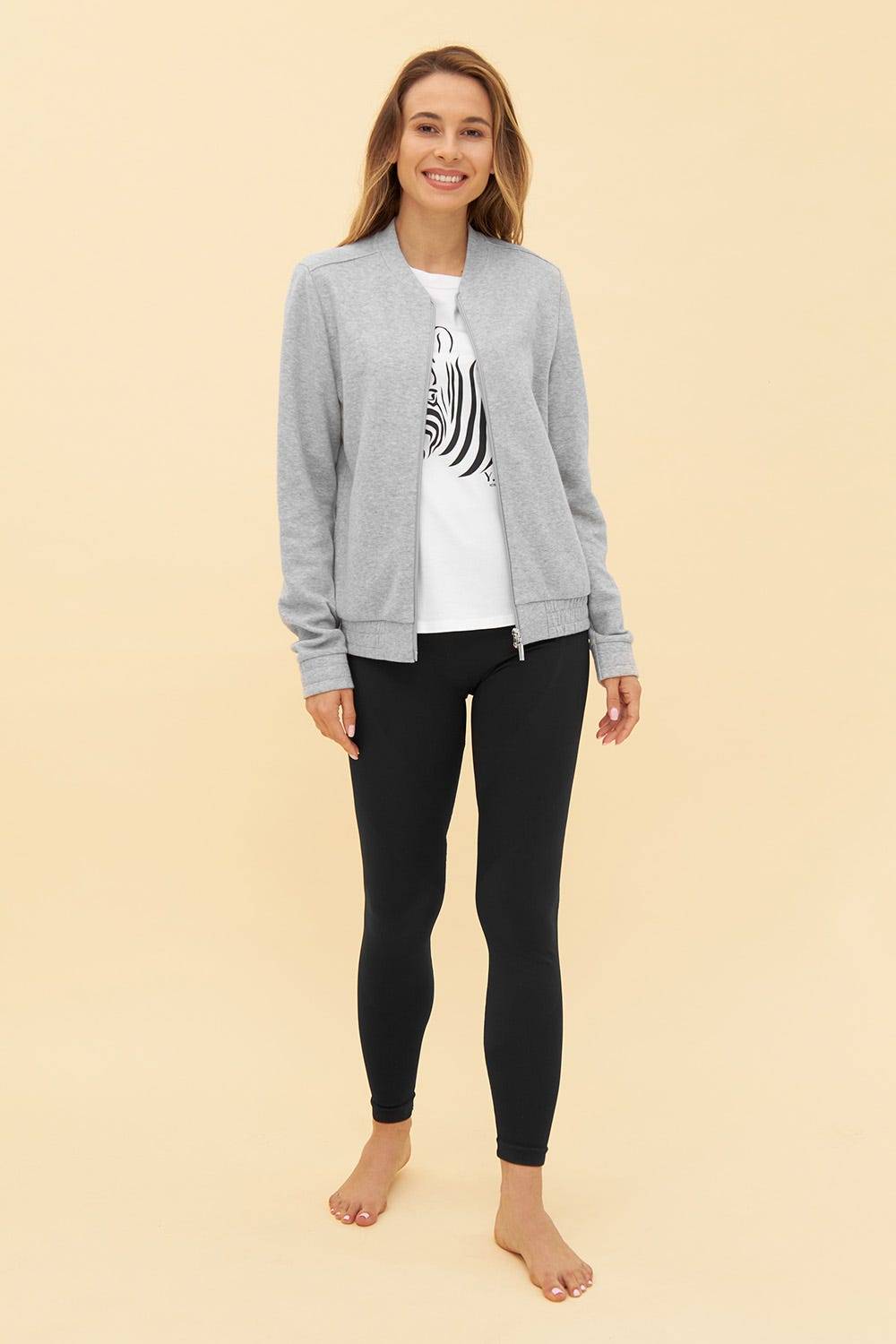 Rösch Y.U Yoga Sweatjacke in Grau Loungewear Mix &amp; Match Baumwolle/recycled Polyamid Zeitlich begrenztes Angebot