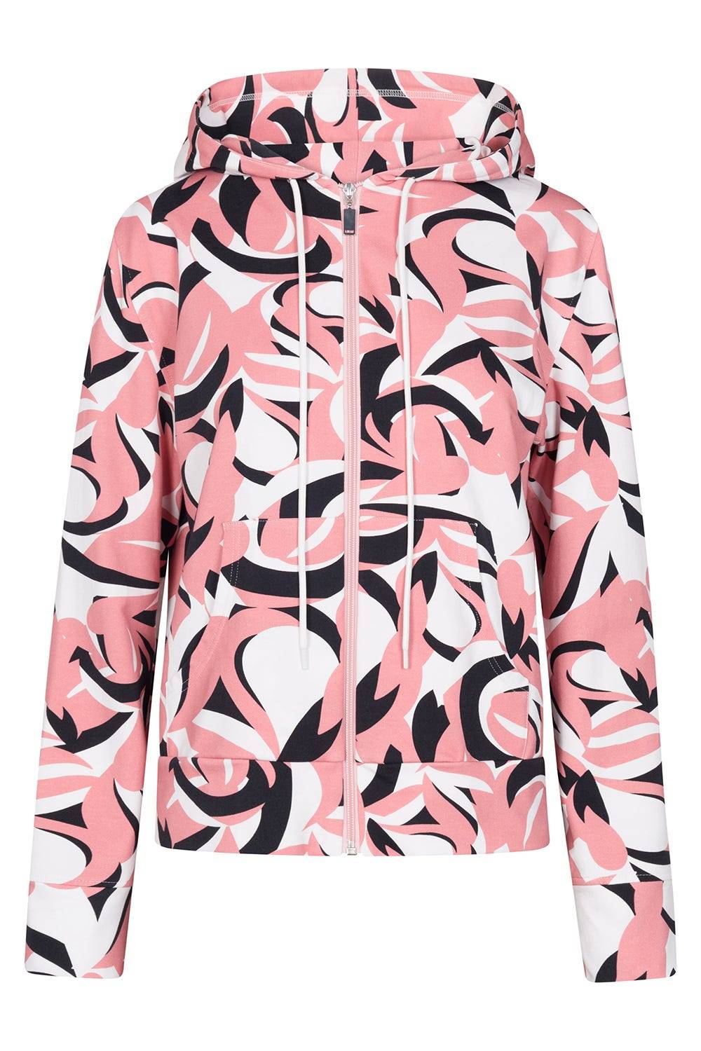 Rösch Sweatjacke im grafischen Druck Kapuze Baumwolle/Elasthan Große Rabatte