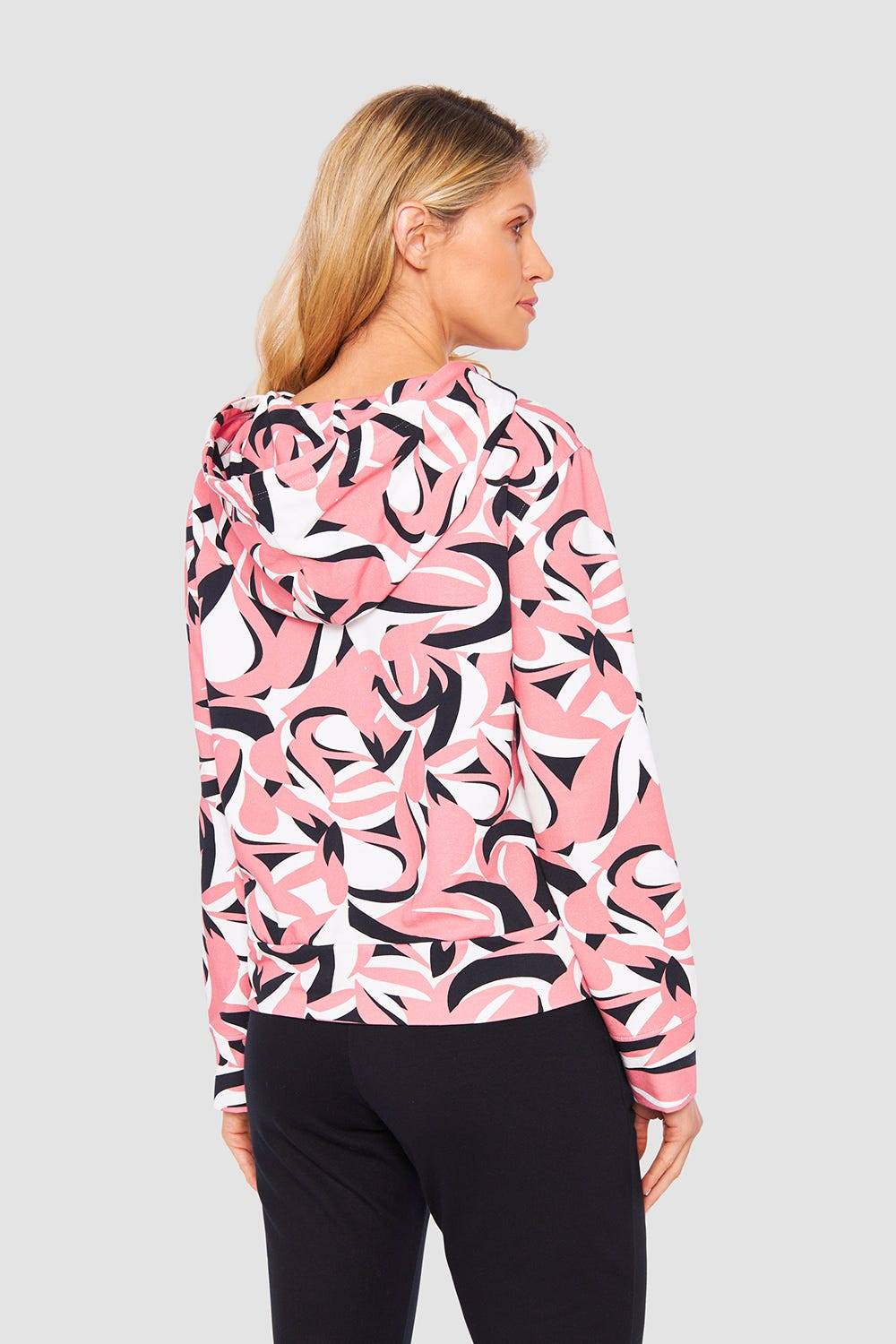 Rösch Sweatjacke im grafischen Druck Kapuze Baumwolle/Elasthan Große Rabatte