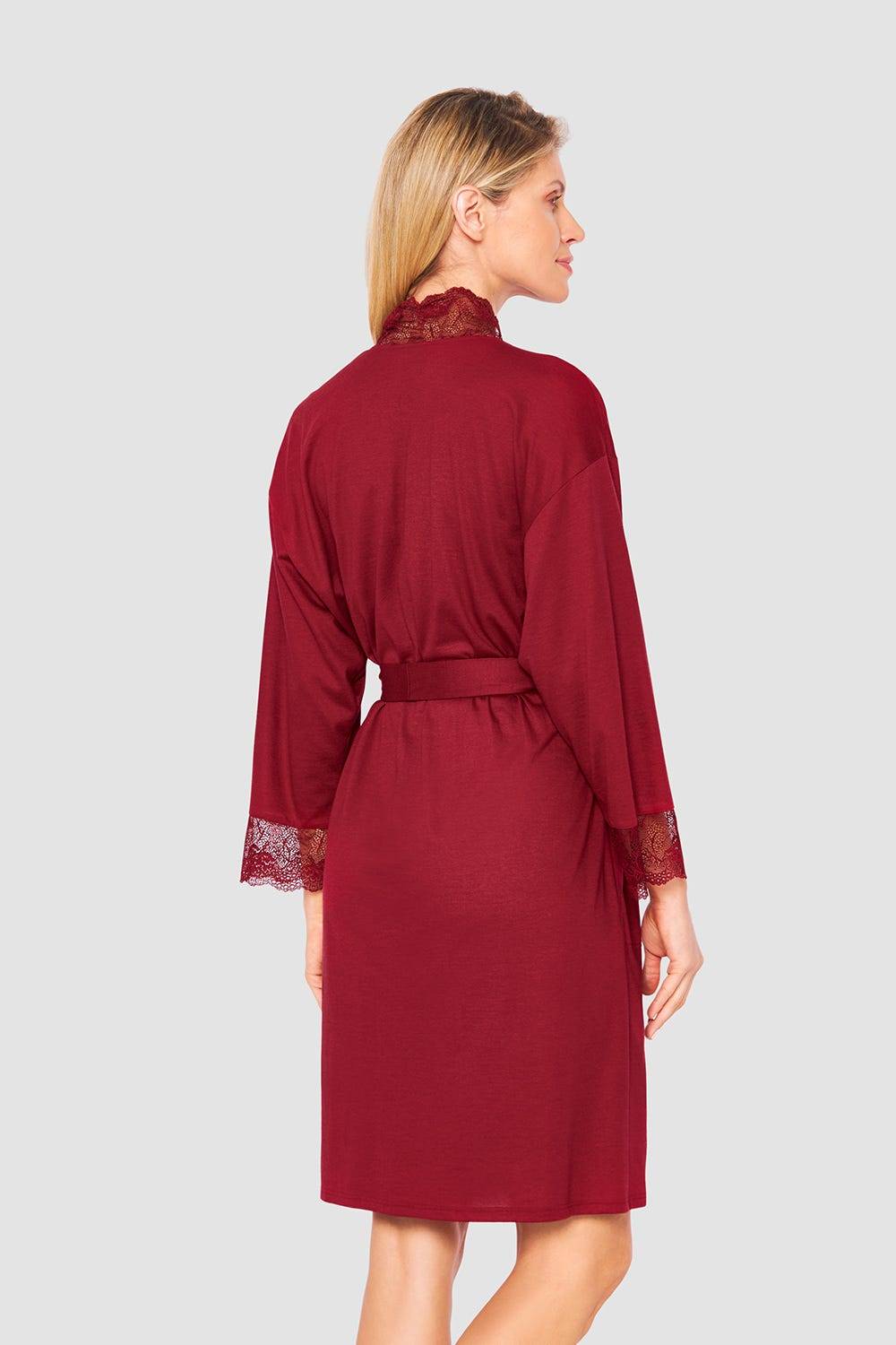 Rösch Wickelmantel mit Spitze Rot Baumwolle/Modal Saisonale Angebote