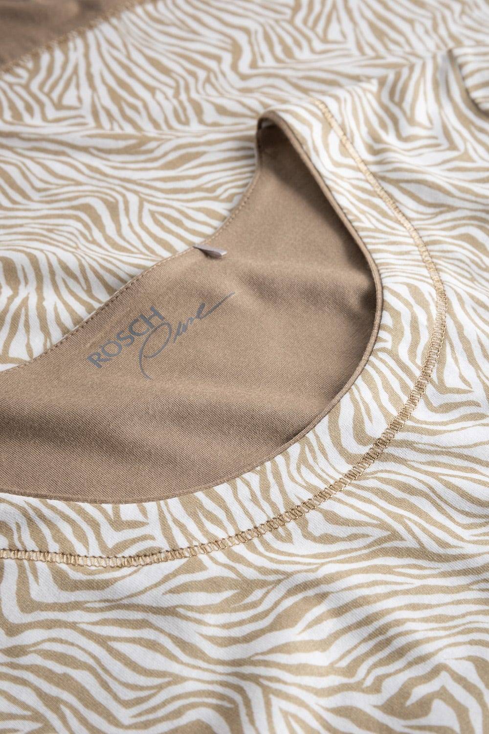 Rösch Shirt im Zebra-Druck Beige Ziernähte A-Linie Mix &amp; Match Baumwolle/Modal Neueste Stile