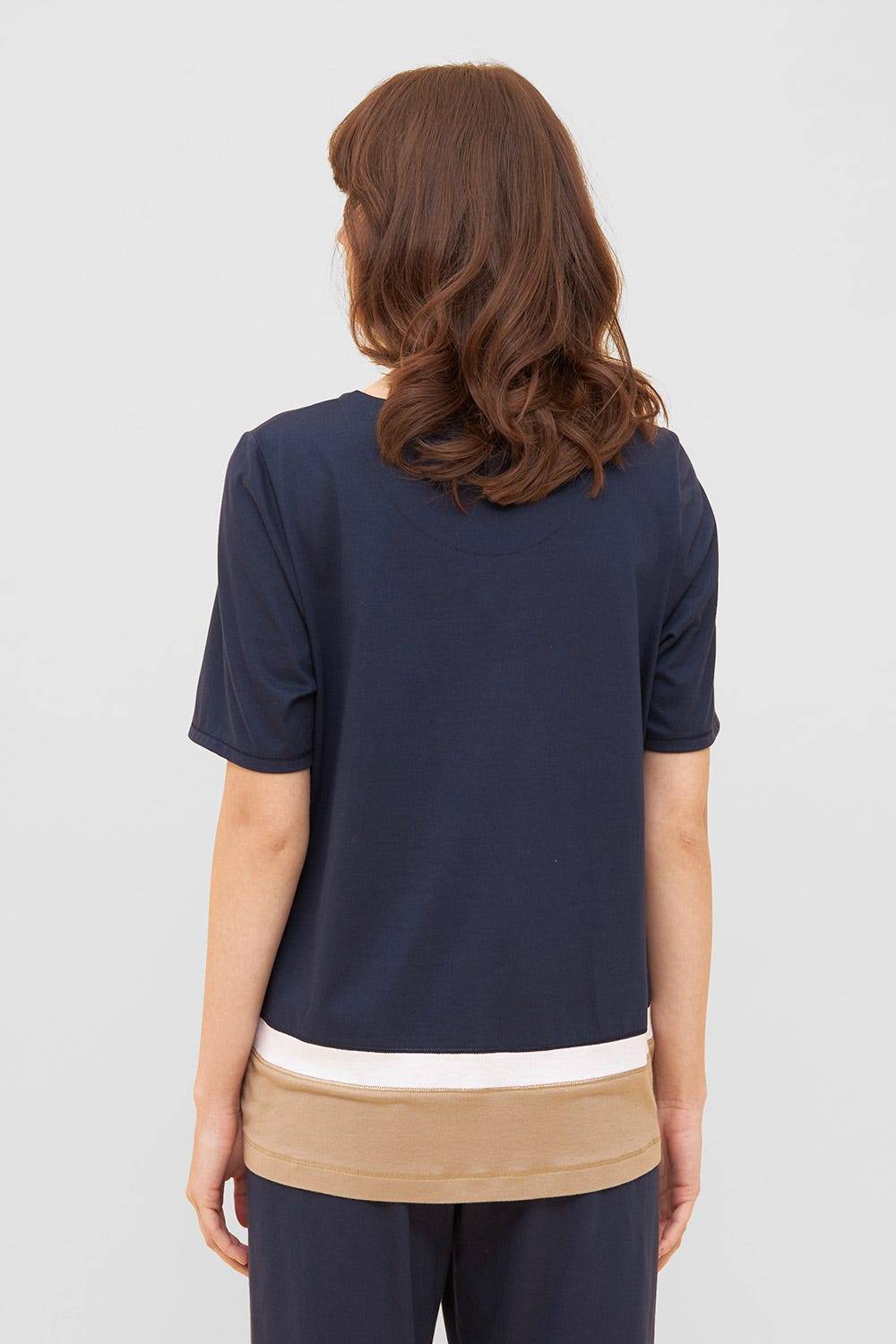 Rösch Shirt in Colorblocking-Optik Dunkelblau Beige Mix &amp; Match Baumwolle/Modal Letzte 2 Tage