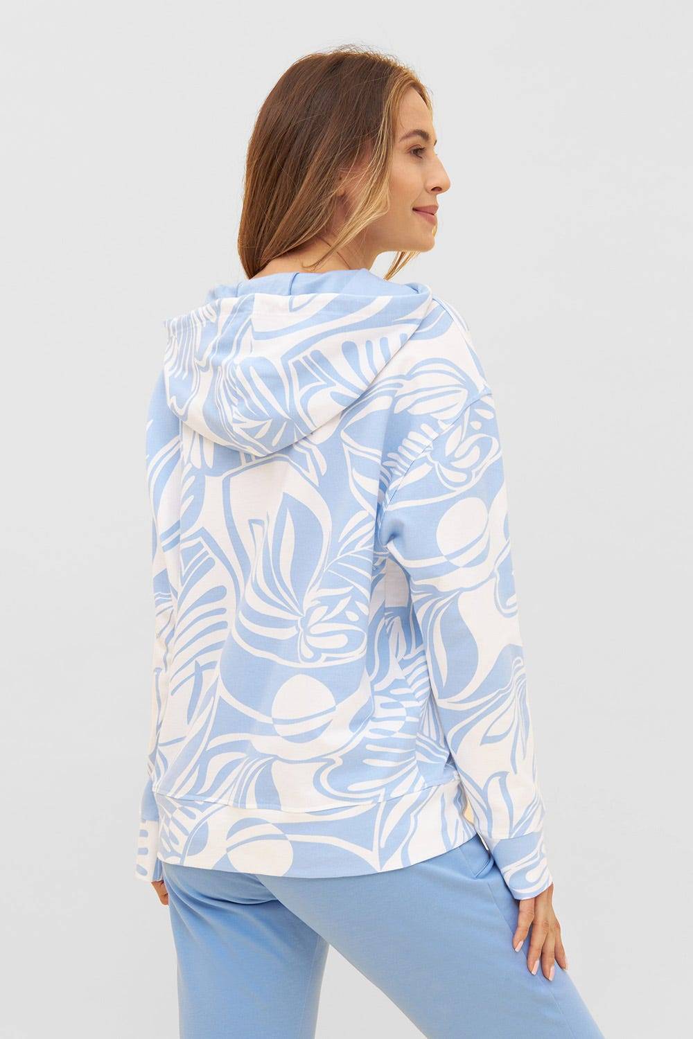 Rösch Hoodie im grafischen Druck Hellblau Kapuzenpullover Baumwolle/Elasthan Bis zu 65% Rabatt