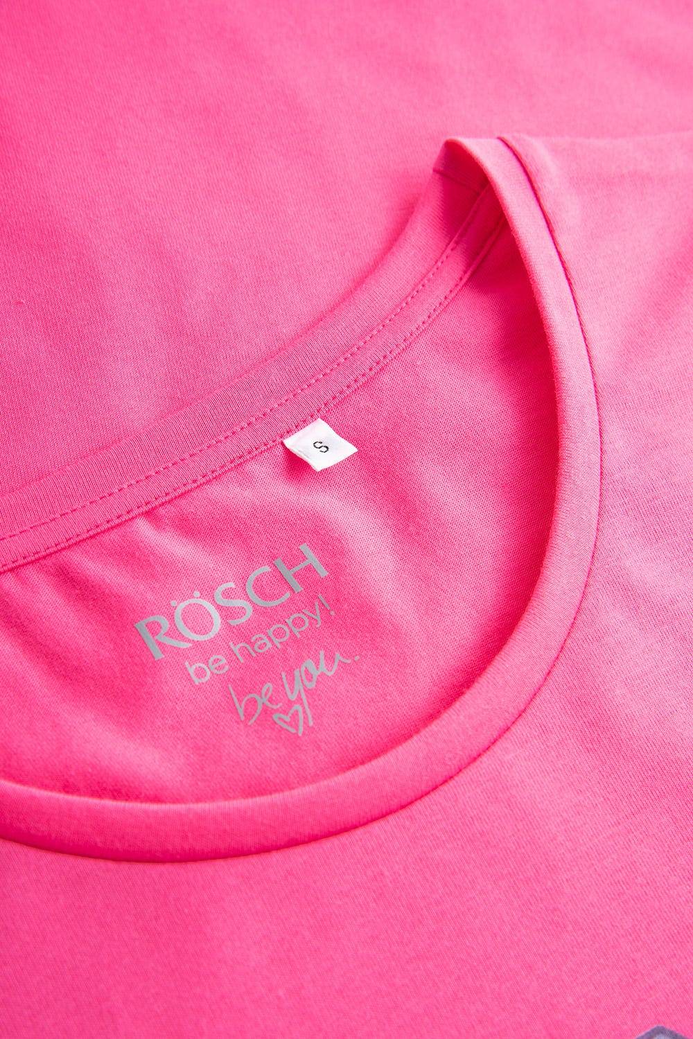 Rösch T-Shirt mit Schriftzug &quot;Think Happy&quot; Pink Kurzarm Mix &amp; Match 100% Baumwolle Nur noch ein Tag übrig