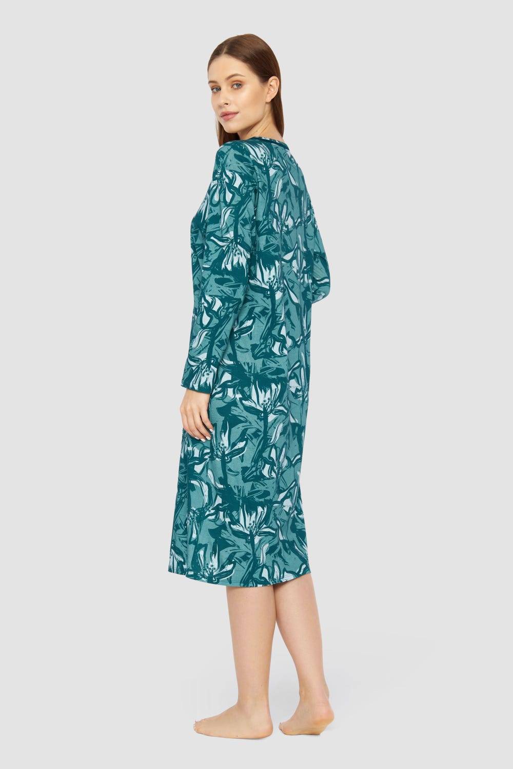Rösch Nachtkleid im Blumenmuster Petrol 100% Baumwolle Begrenzt auf 3 Tage