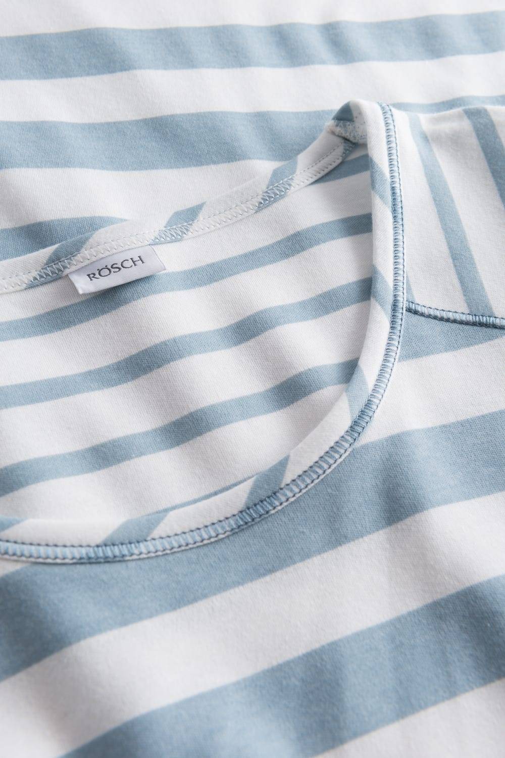 Rösch Nachtkleid im Ringel-Mustermix angerauht Hellblau 100% Baumwolle Online