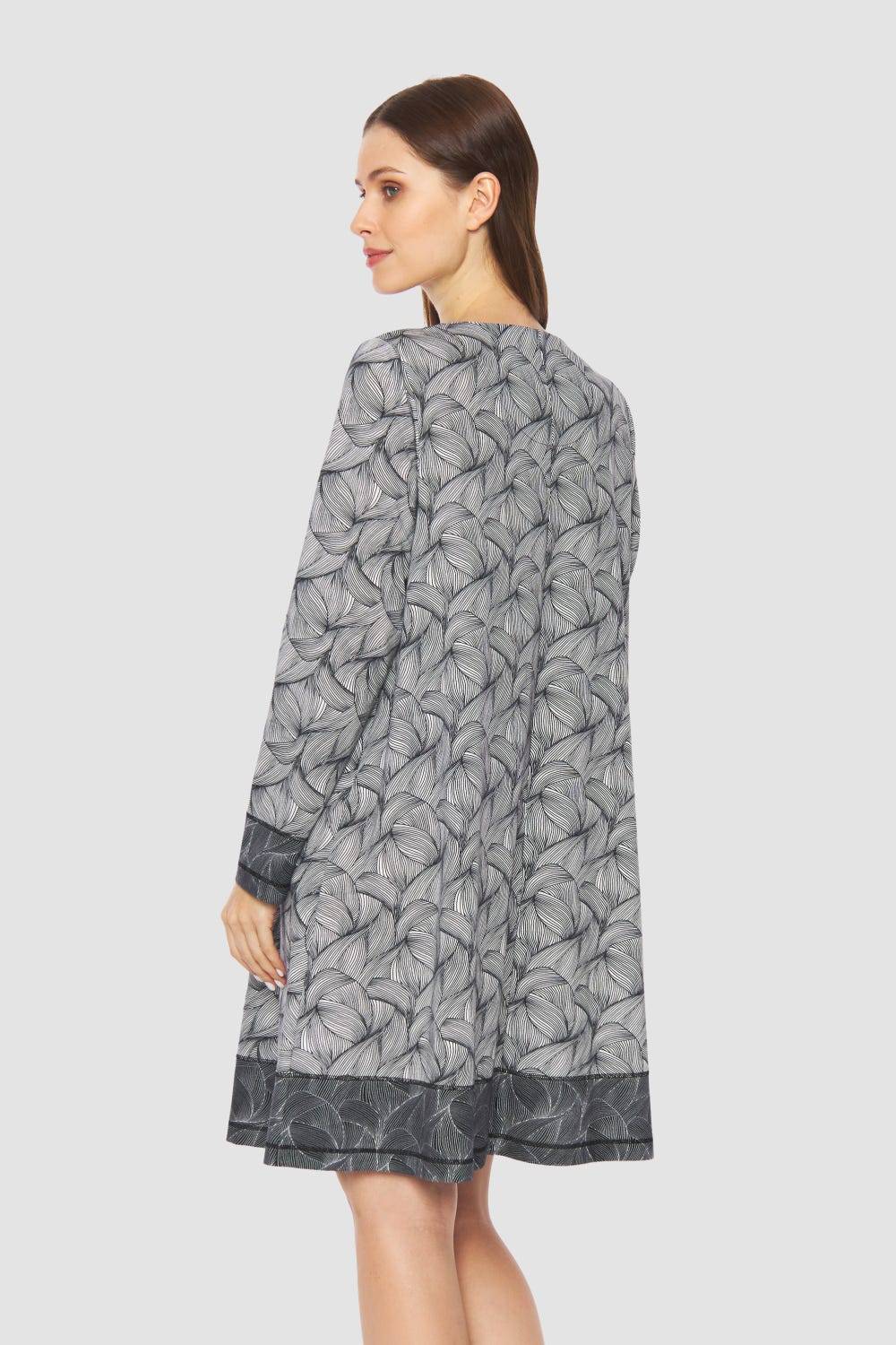 Rösch Nachtkleid im Mustermix A-Linie Baumwolle/Modal Große Größen bis 54 Auslauf