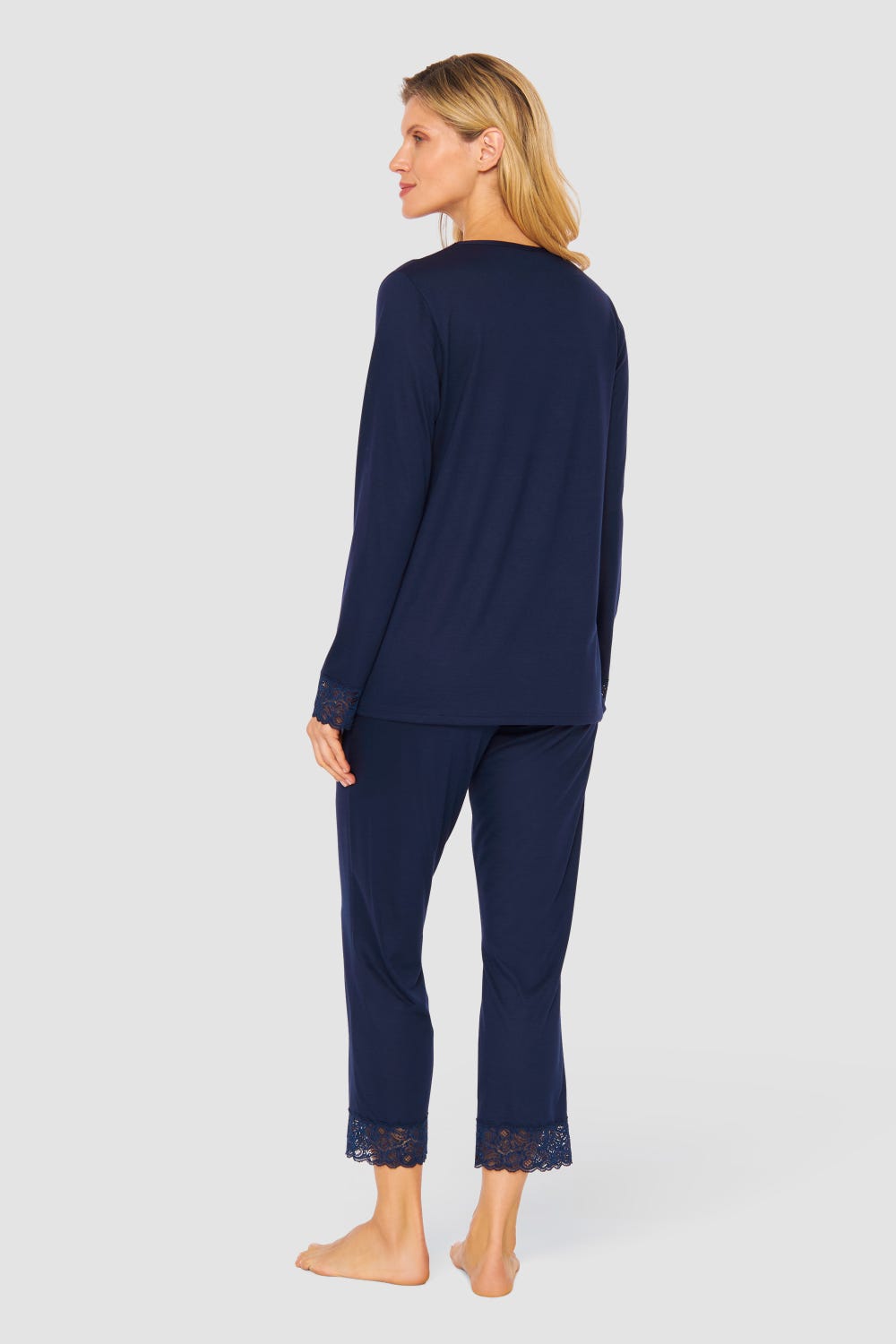 Rösch Pyjama mit Spitzendetails Dunkelblau Baumwolle/Modal Angebote