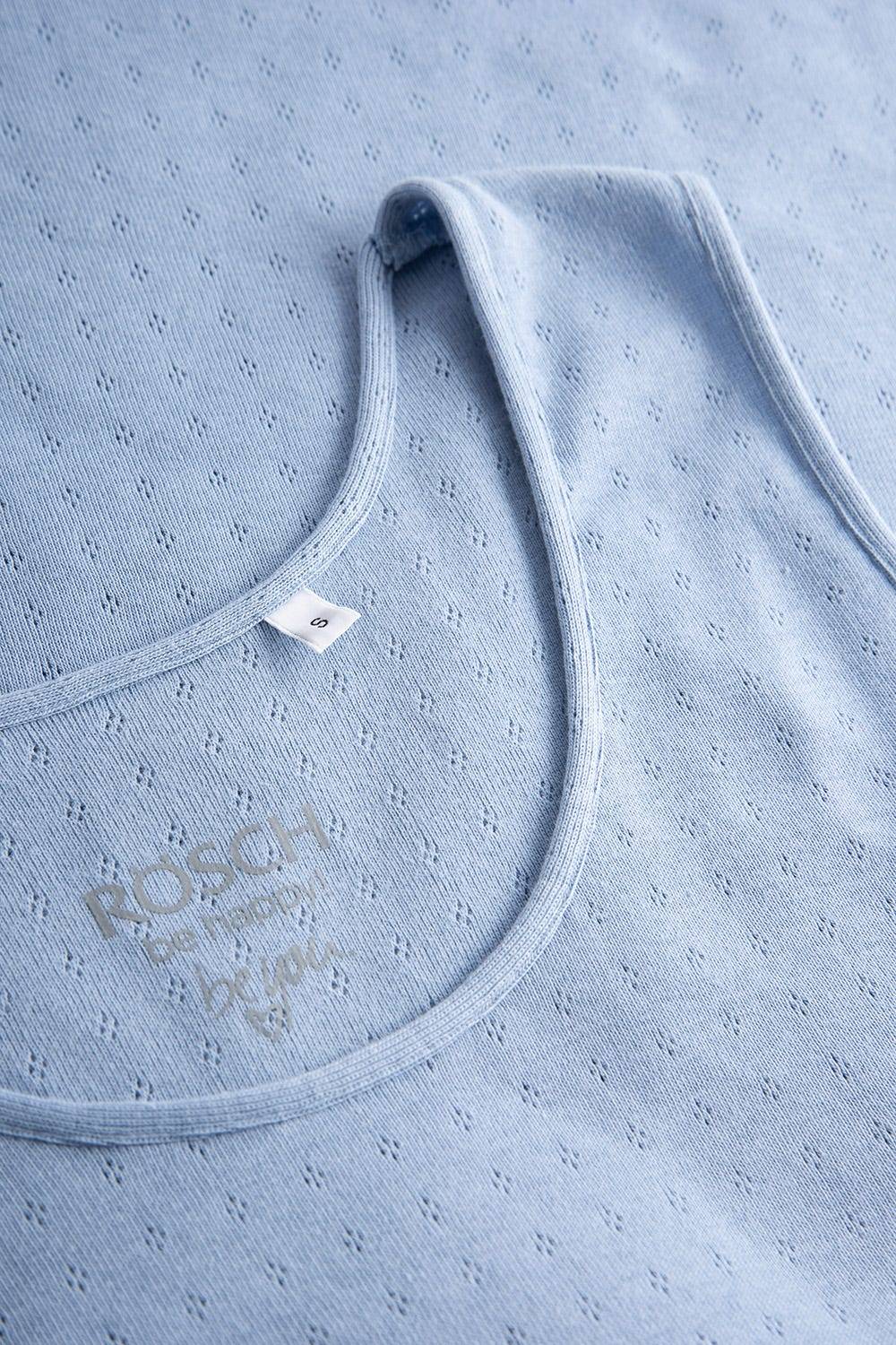 Rösch Pyjama-Top aus Ajour Feinstrick Hellblau Ärmellos Mix &amp; Match 100% Baumwolle im Angebot