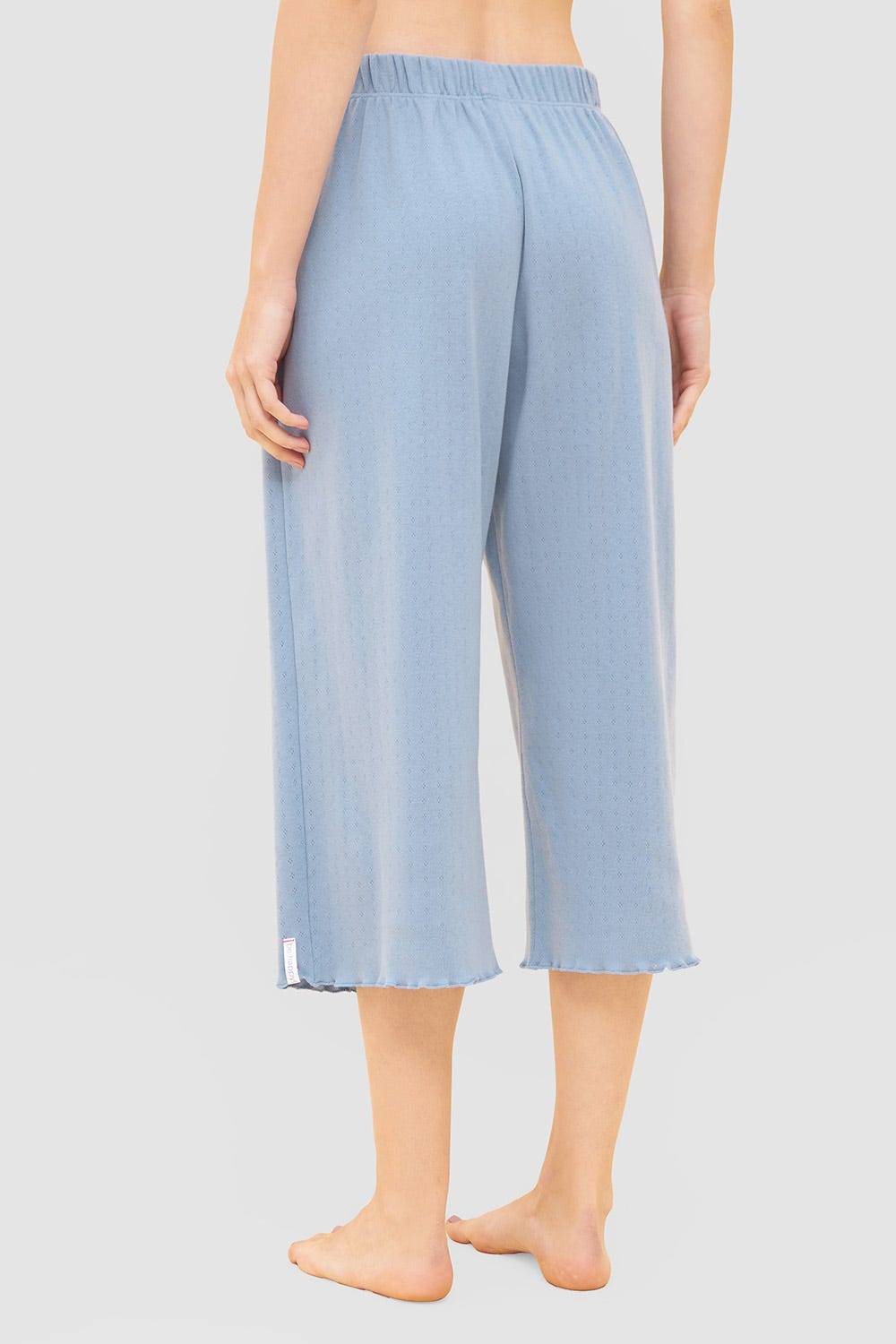 Rösch Pyjama-Hose aus Ajour Feinstrick Hellblau Mix &amp; Match 100% Baumwolle Schlussverkauf