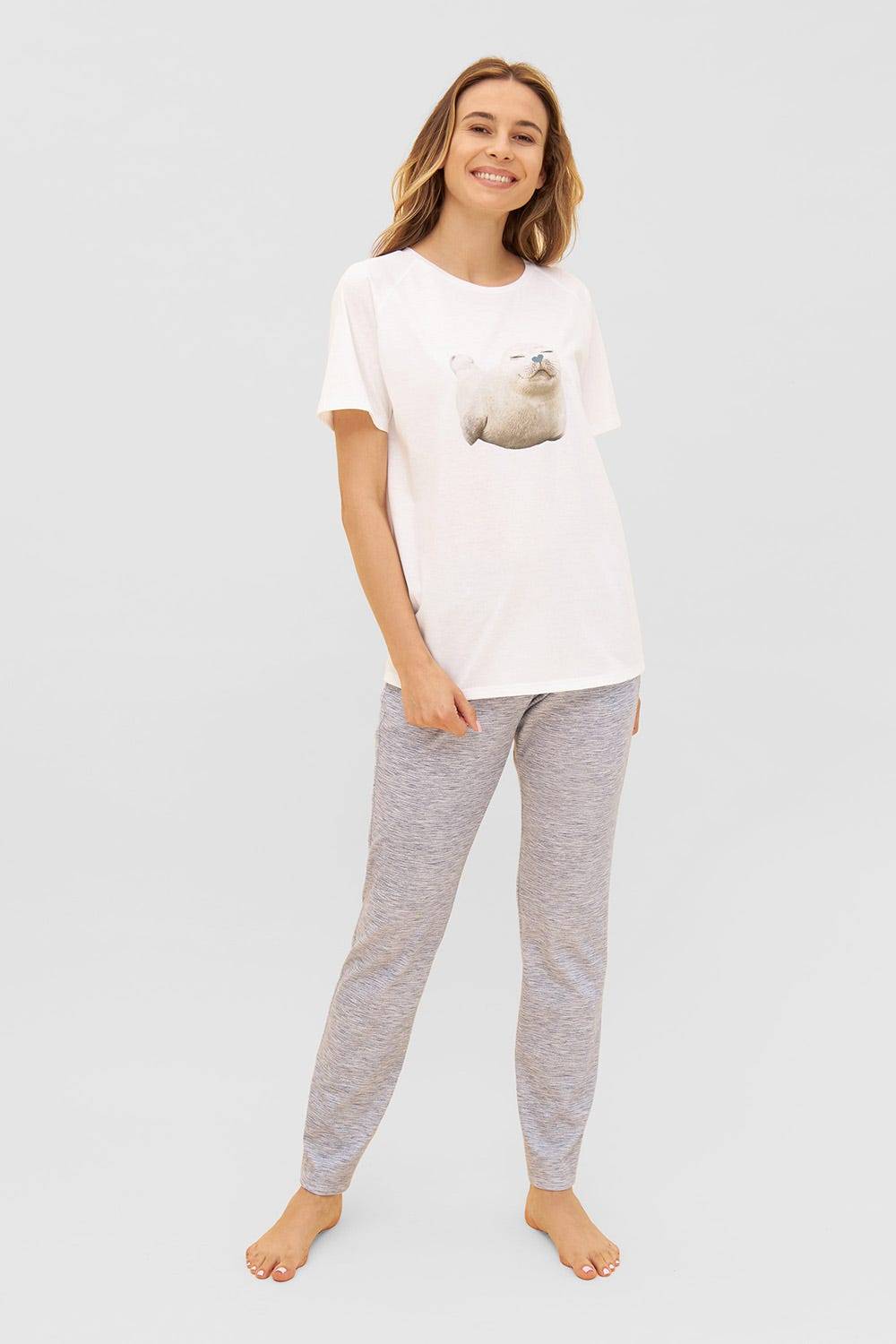 Rösch T-Shirt mit Motivdruck Robbe Raglan-Ärmel Mix &amp; Match 100% Bio-Baumwolle Fabrikverkauf