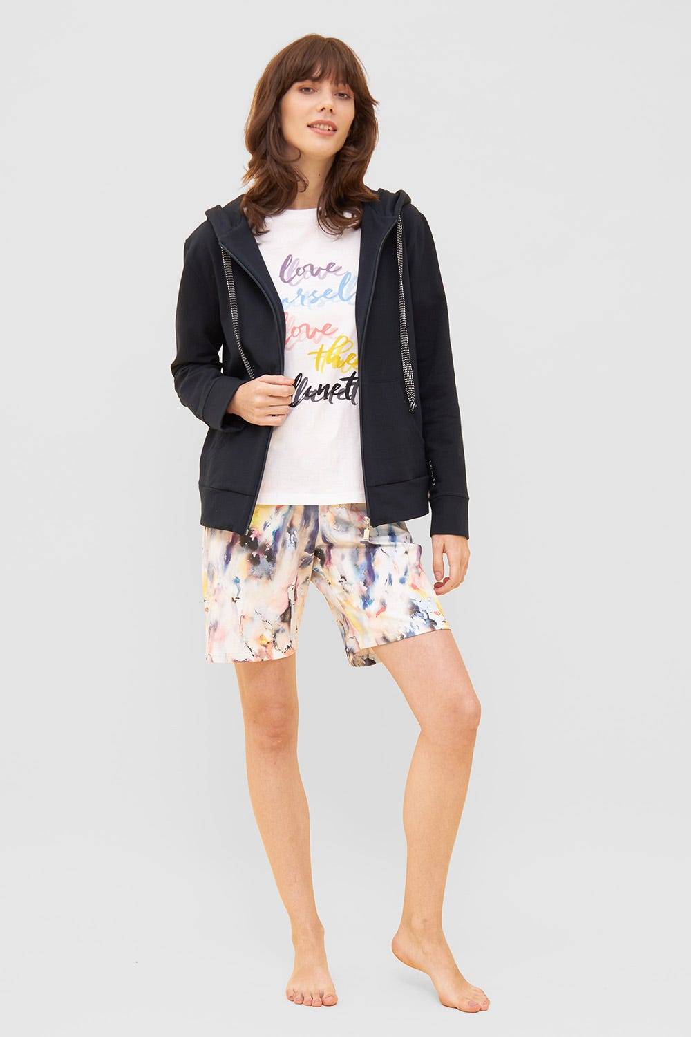 Rösch Bermuda im farbenfrohen Druck Sweat Mix &amp; Match Baumwolle/Elasthan Fabrik Onlineshop