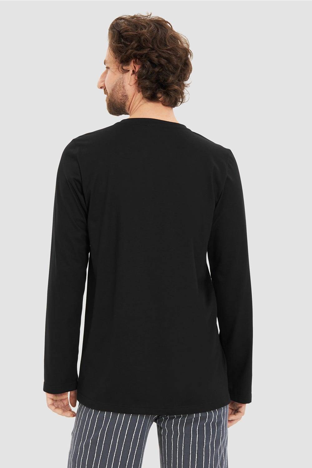 Rösch Herren Basic T-Shirt Langarm mit Rundhals Klassisch Baumwolle/Elasthan Großer Ausverkauf