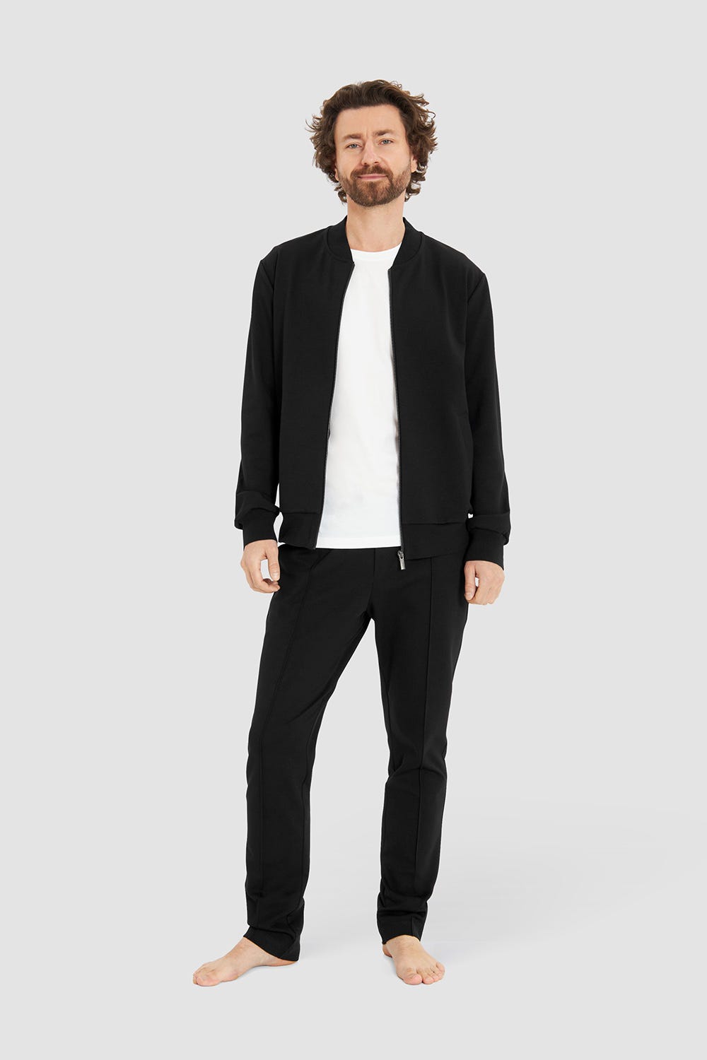 Rösch Herren Loungejacke Blouson College-Style Lässig Materialmix Online Shopping