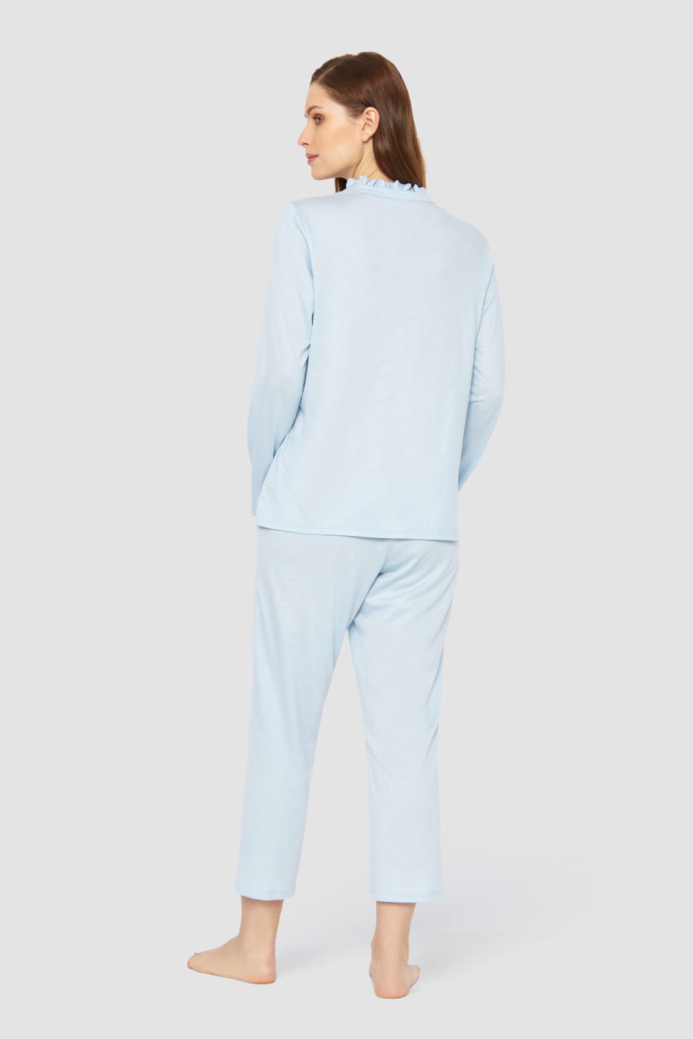 Rösch Pyjama mit Rüschen-Stehkragen Baumwolle/Modal Osterangebot