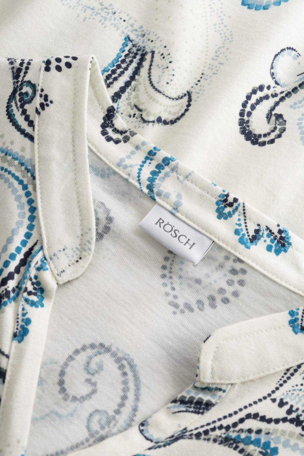 Rösch Pyjama mit Paisleydruck Hellblau Baumwolle/Modal Lagerräumung