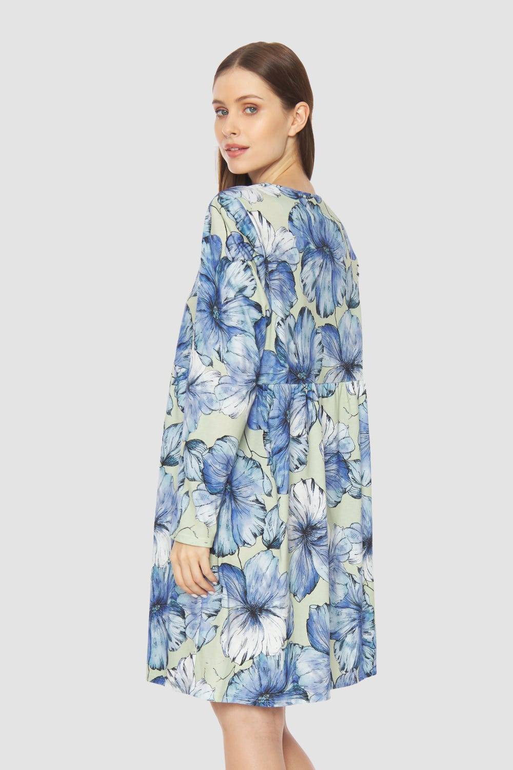 Rösch Nachthemd mit Stufenlook Hellblau 100% Baumwolle Heißer Verkauf