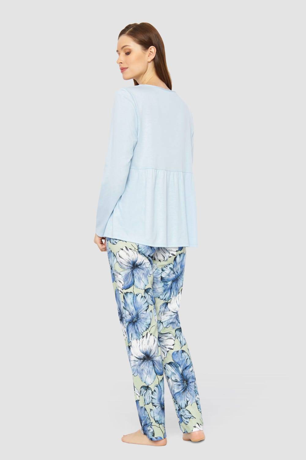 Rösch Pyjama mit Stufenlook Hellblau Baumwolle/Modal Top Angebot