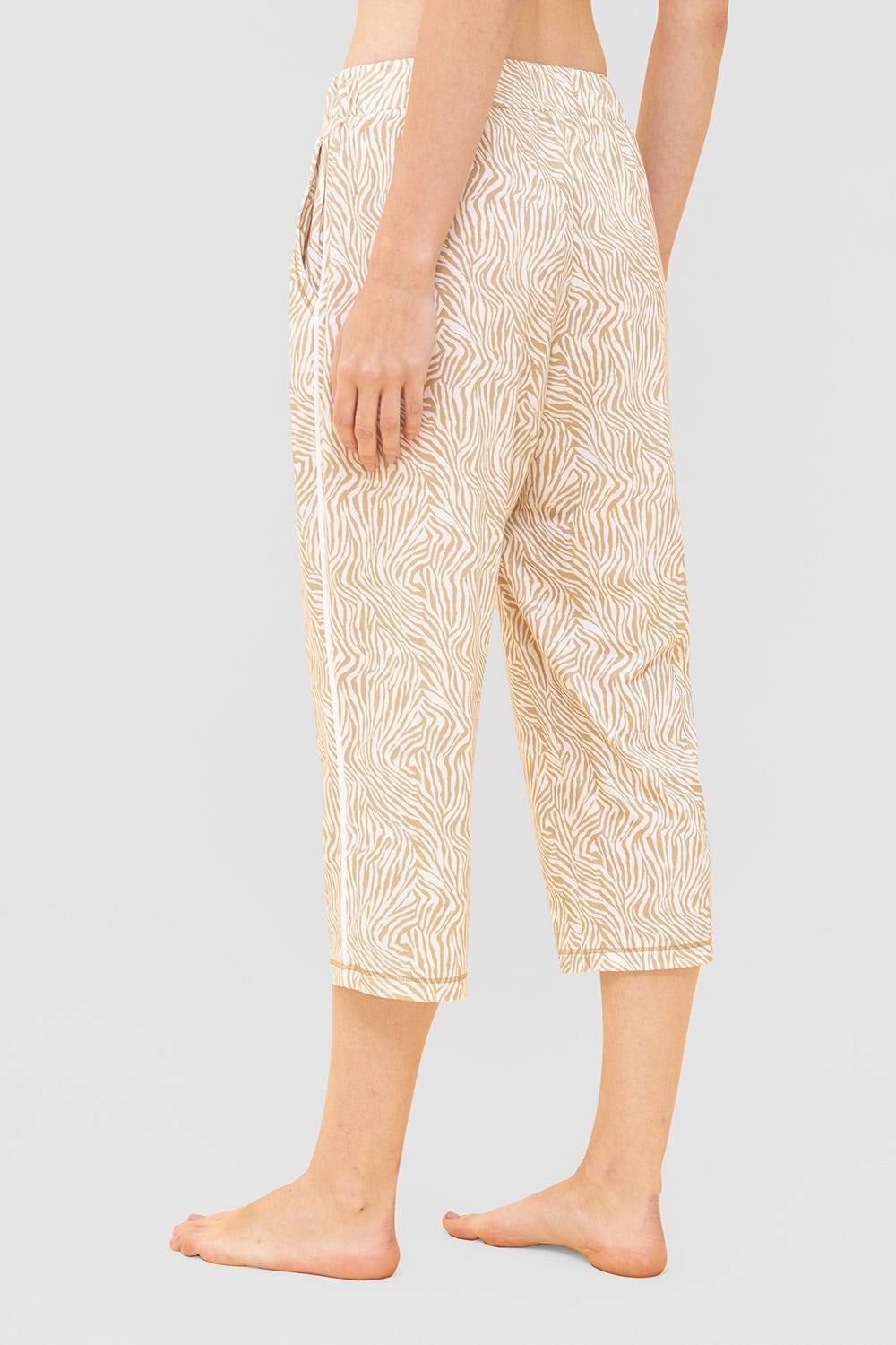 Rösch Hose im Zebra-Druck Beige Paspel Ziernähte Mix &amp; Match Baumwolle/Modal Neueste Mode