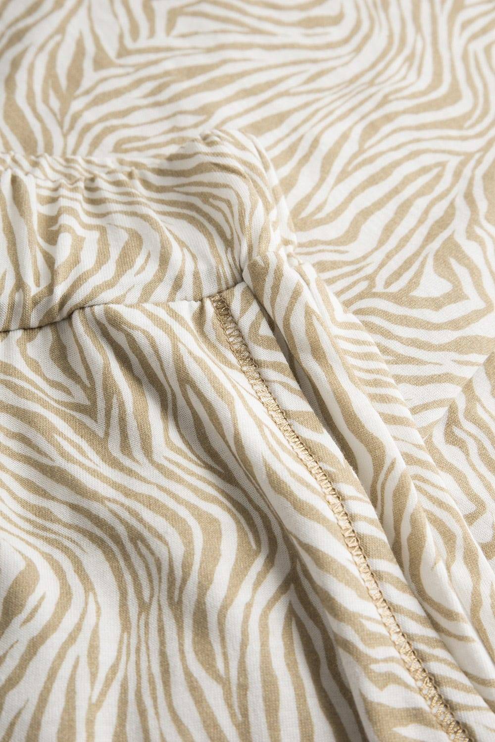 Rösch Hose im Zebra-Druck Beige Paspel Ziernähte Mix &amp; Match Baumwolle/Modal Neueste Mode