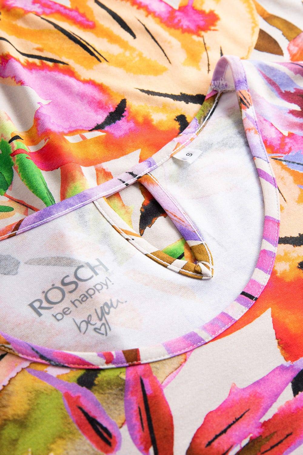 Rösch Nachthemd im fröhlichen Blätter-Druck Bunt Rundhals Sommer Viskose/Elasthan Blitzangebot
