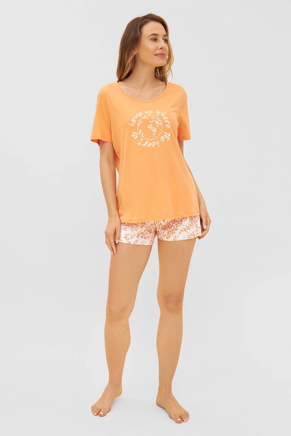 Rösch Shorts im Blümchen-Design Orange Mix &amp; Match Baumwolle/Elasthan Bestseller