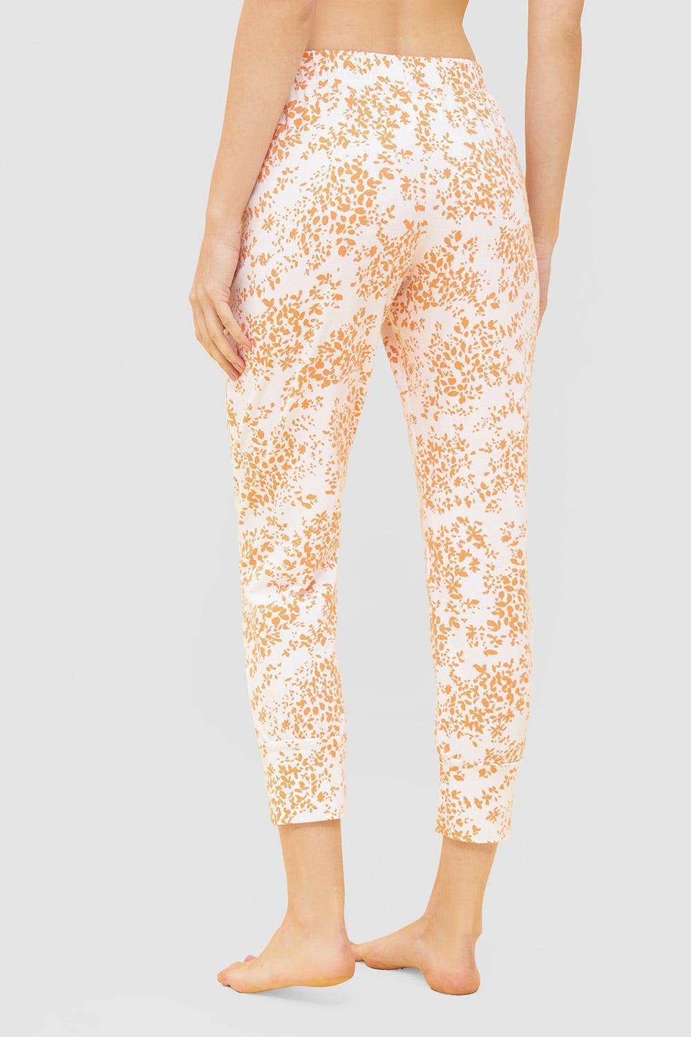 Rösch 7/8-Hose im Blümchen-Design Orange Schmal Mix &amp; Match Baumwolle/Elasthan Räumungsverkauf